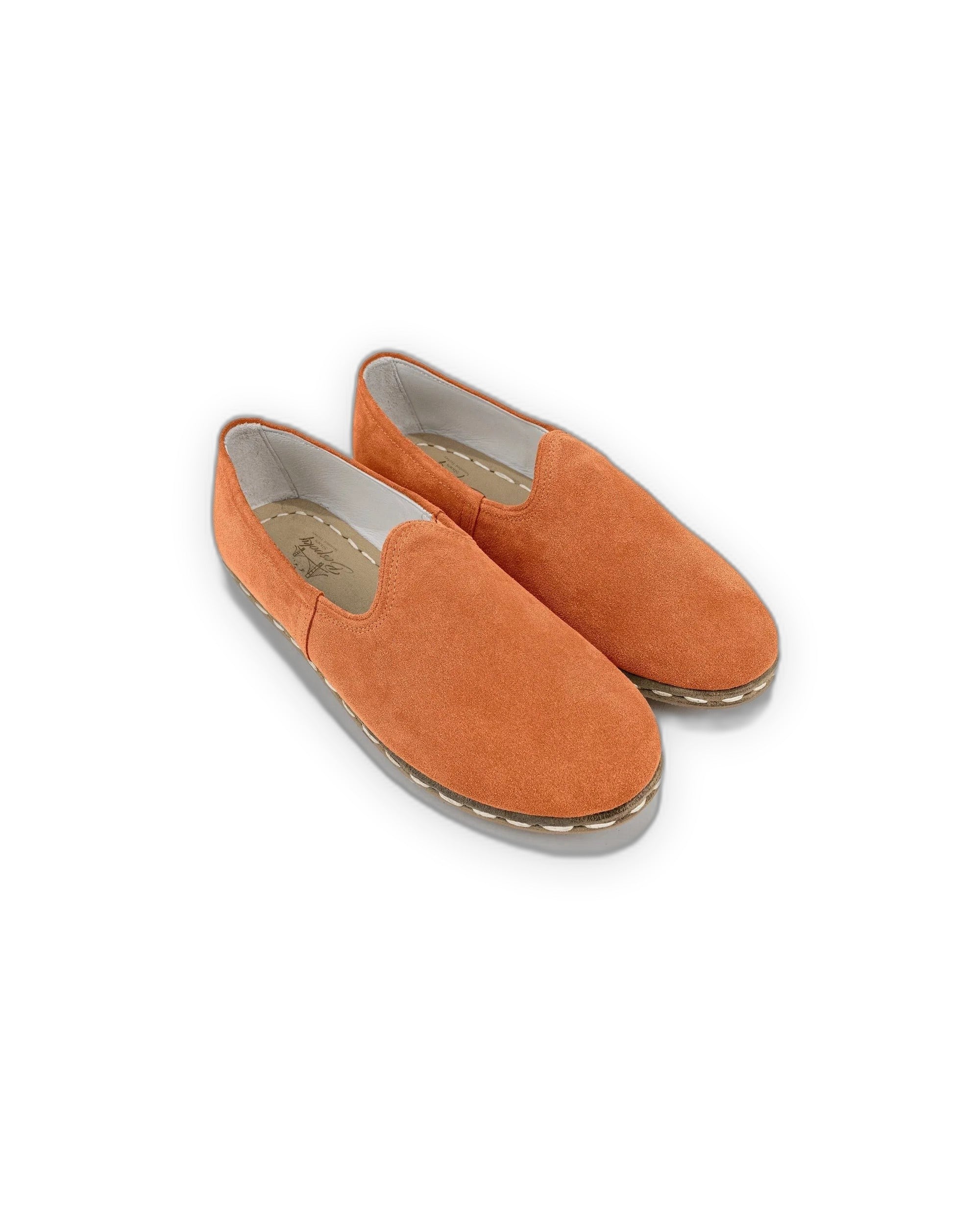 Men's Orange Suede Yemeni Shoes - Handcrafted Calf Leather Wide Toe Box | Bespoky