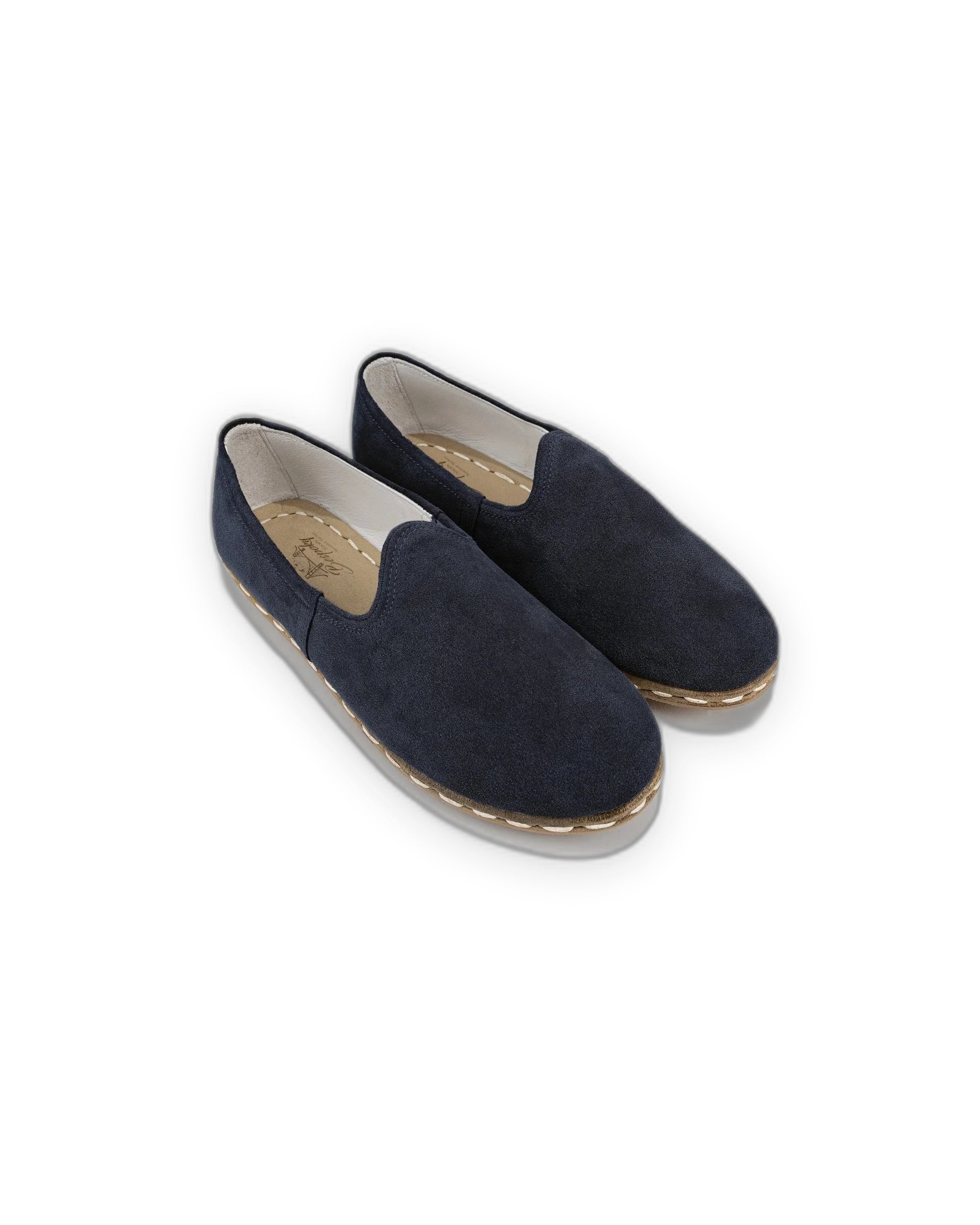 Women's Navy Suede Yemeni Shoes - Handcrafted Calf Leather Wide Toe Box | Bespoky