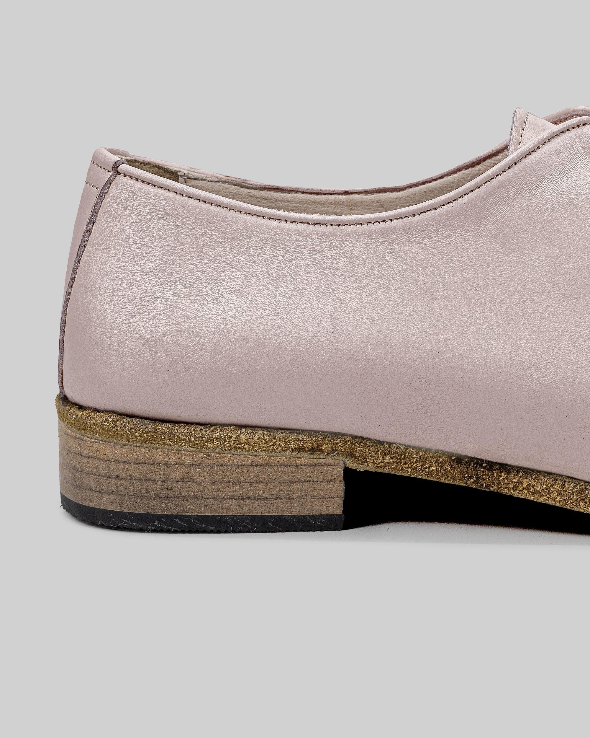 Side view Pink Pointed Toe Oxford - Calf Leather Zero Drop | Bespoky