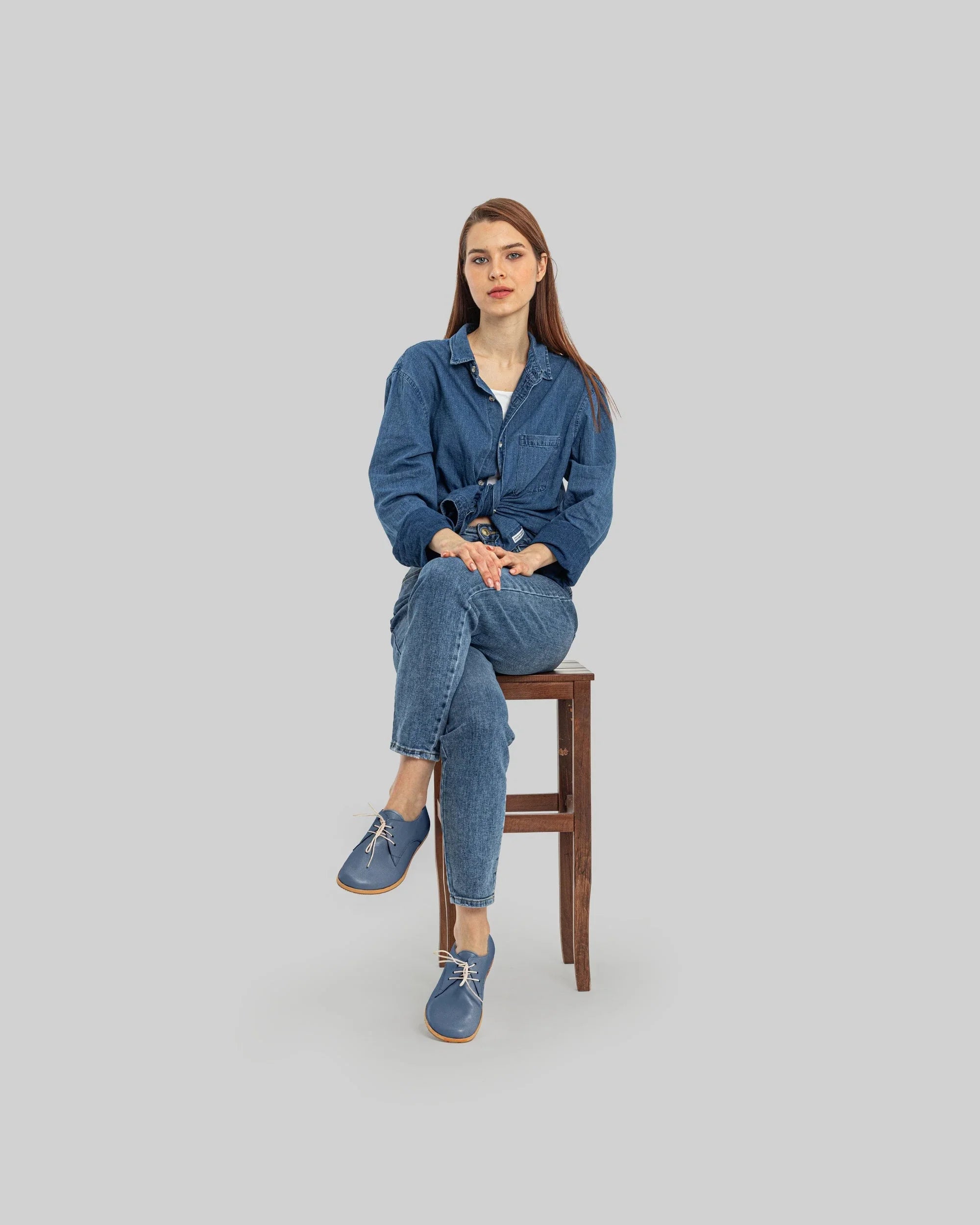 Close-up calf leather - Jean Blue Oxford Shoes Detail | Bespoky