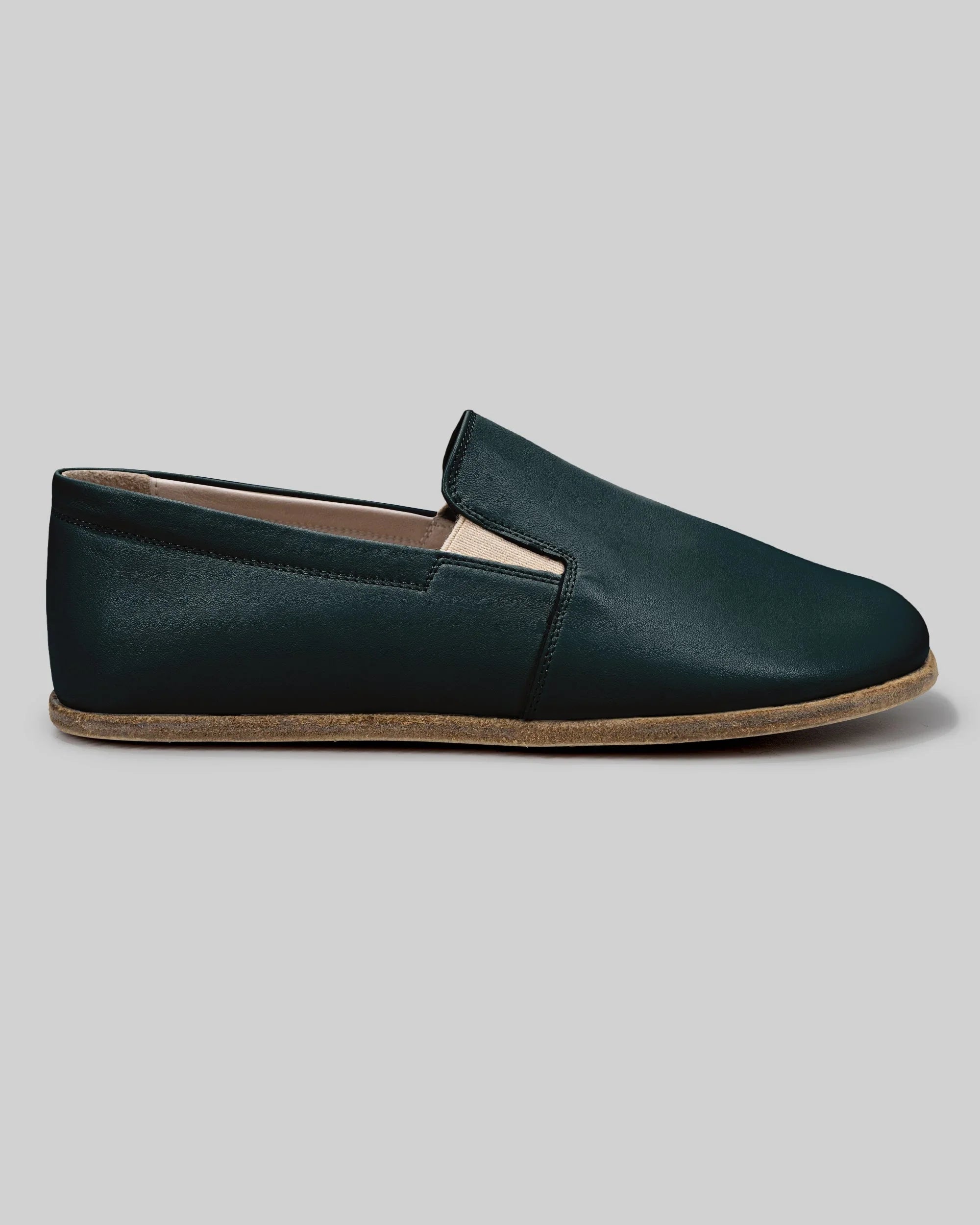 Side view Dark Green Barefoot Shoes - Calf Leather Zero Drop | Bespoky