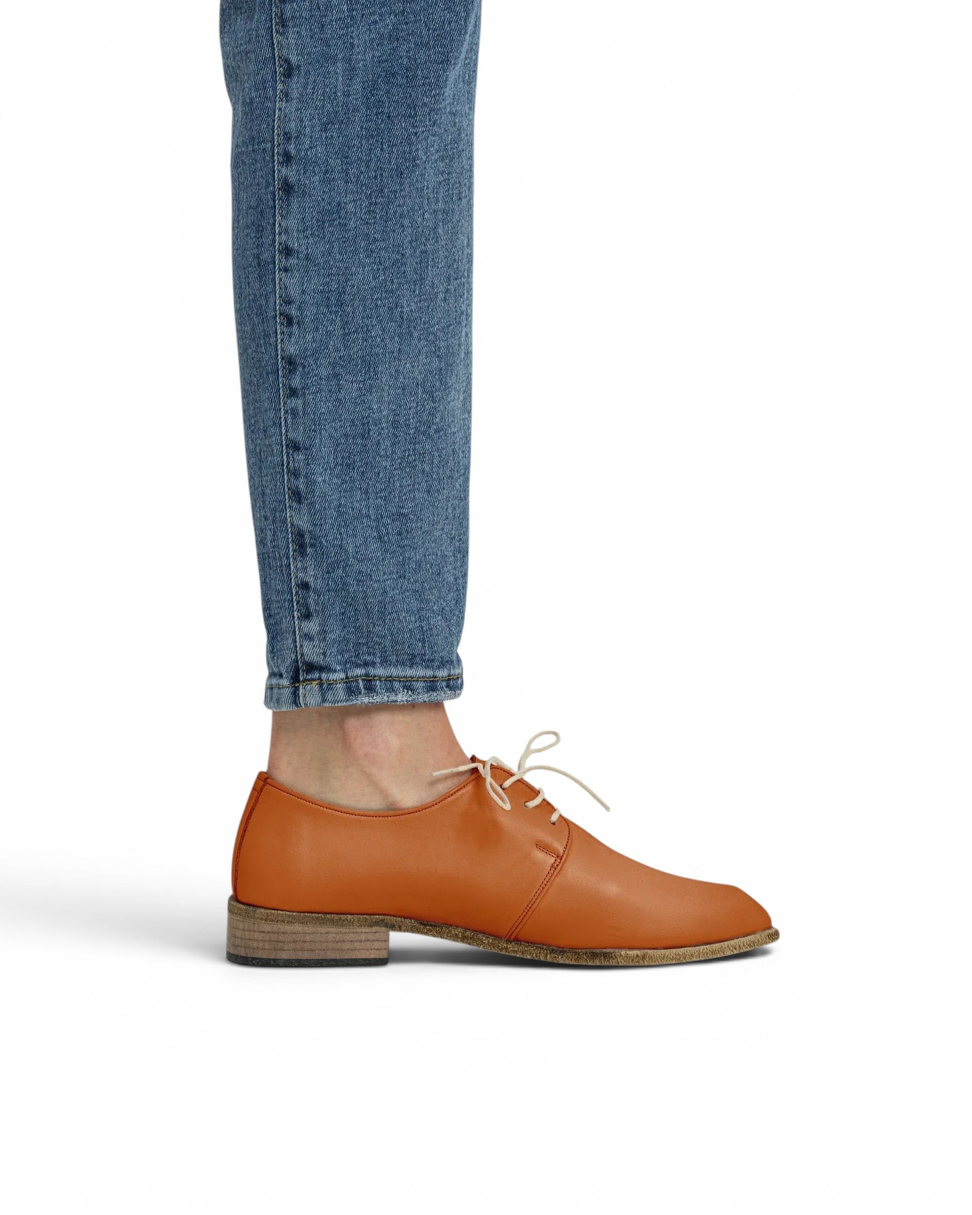 Pair Orange Pointed Toe Oxford - Barefoot Wide Toe Calf Leather | Bespoky