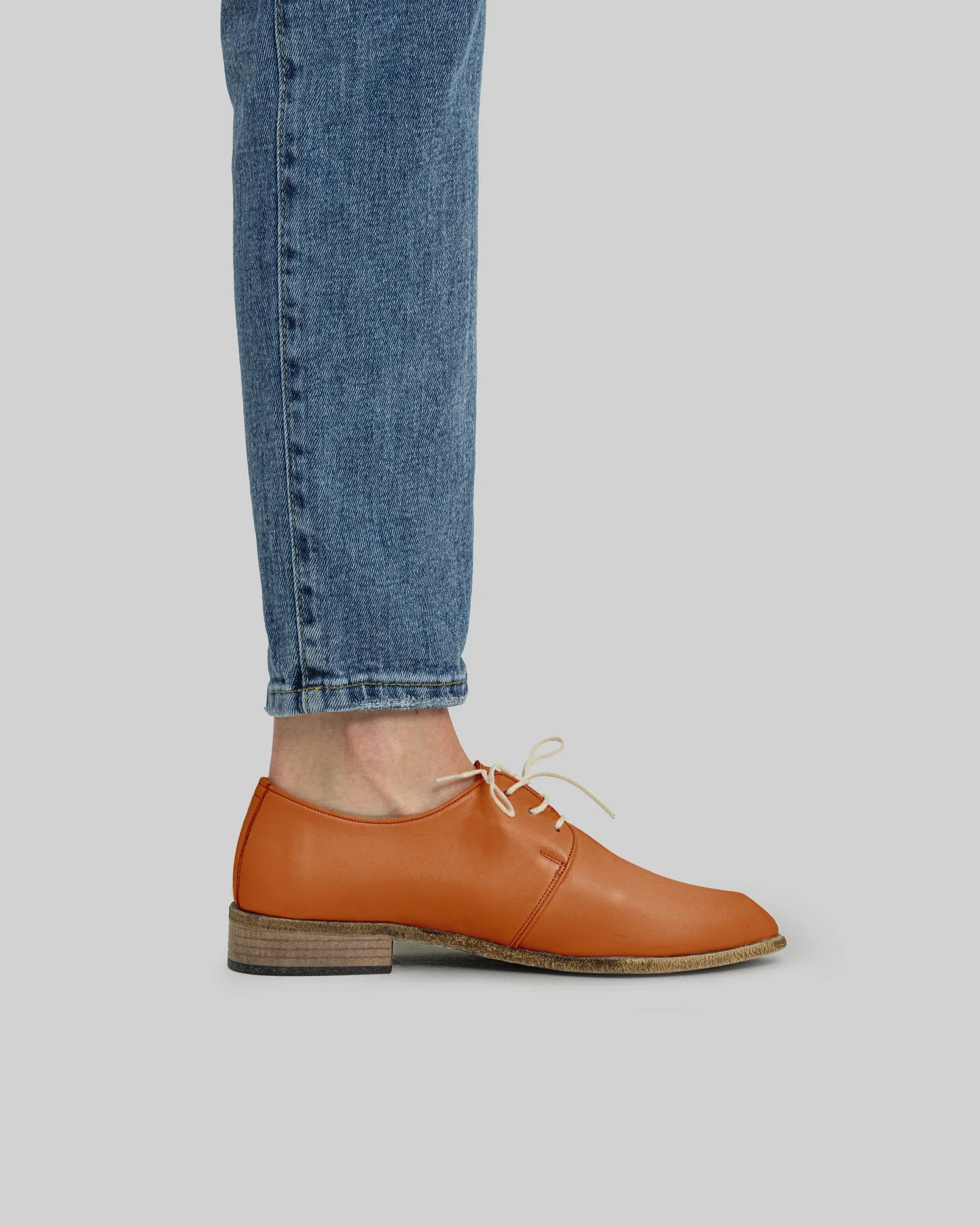 Pair Orange Pointed Toe Oxford - Barefoot Wide Toe Calf Leather | Bespoky