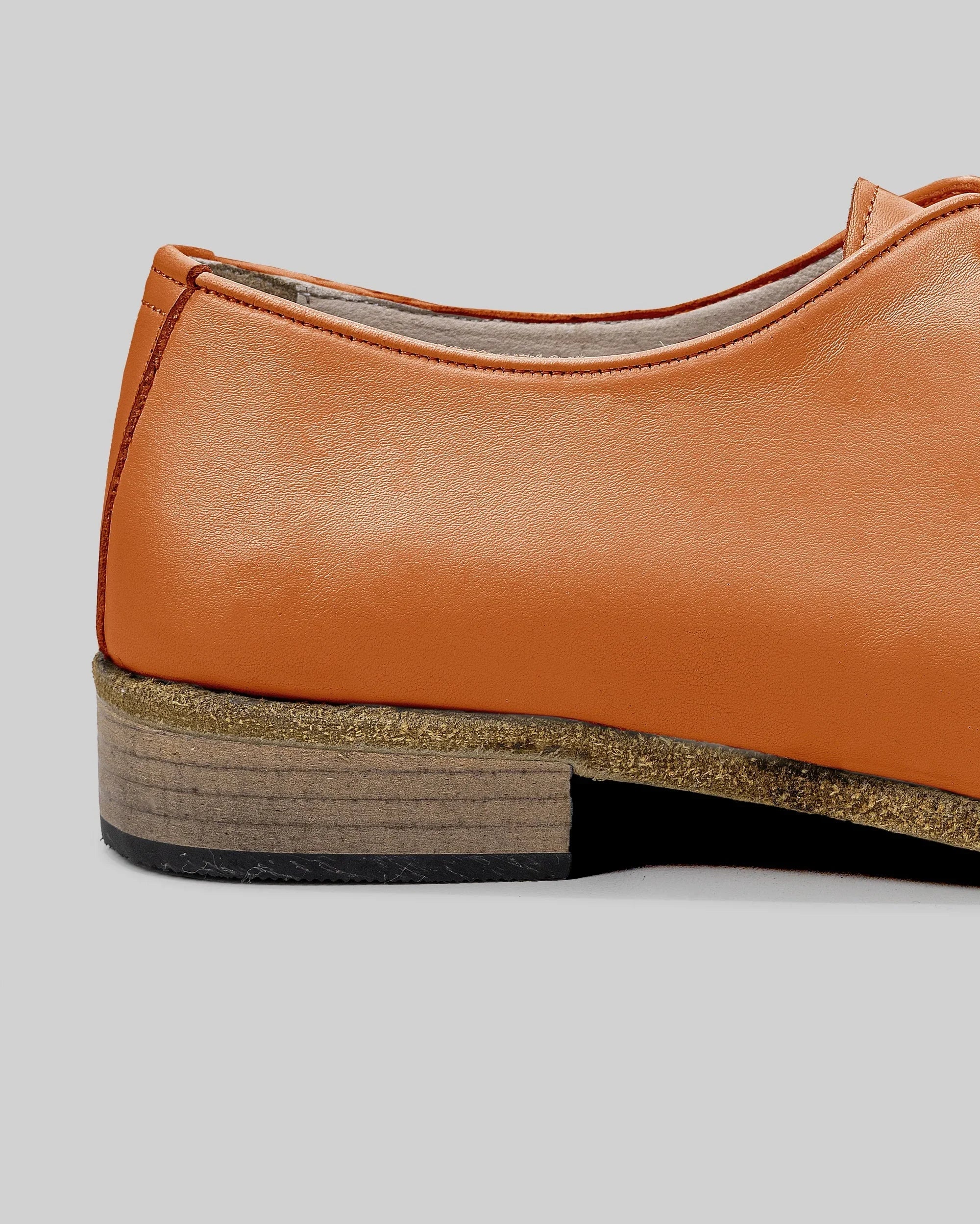Side view Orange Pointed Toe Oxford - Calf Leather Zero Drop | Bespoky