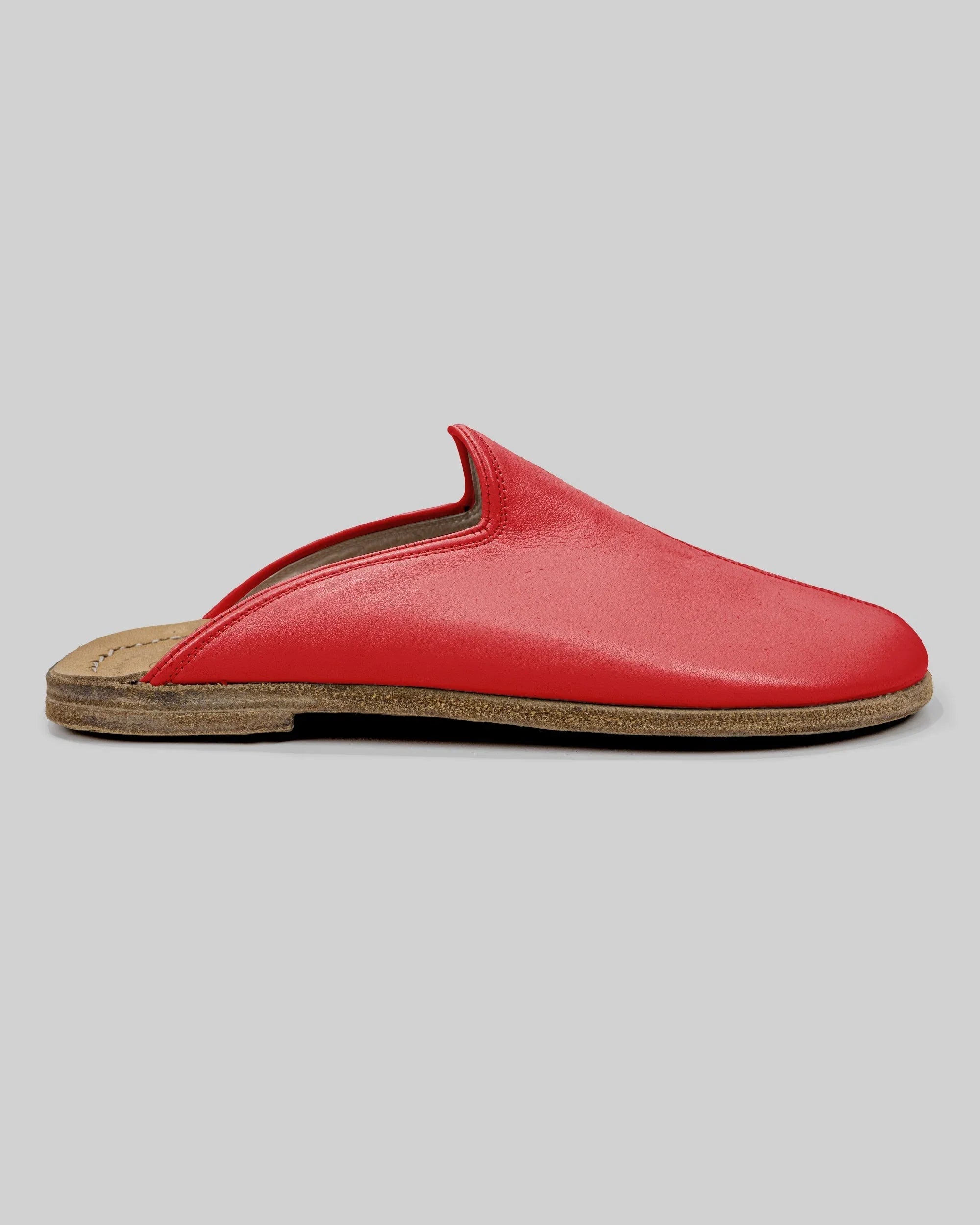 Side view Red Slippers - Calf Leather Zero Drop | Bespoky