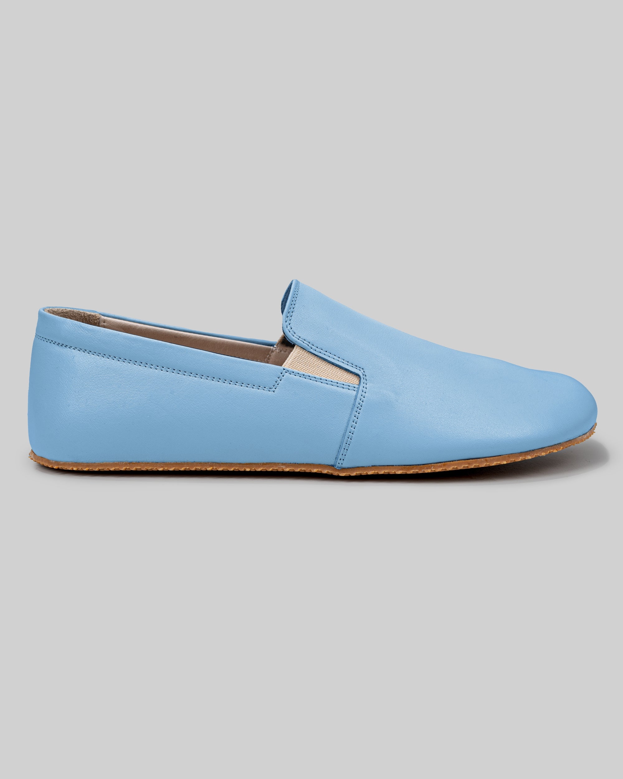 Side view Baby Blue Barefoot Shoes - Calf Leather Zero Drop | Bespoky
