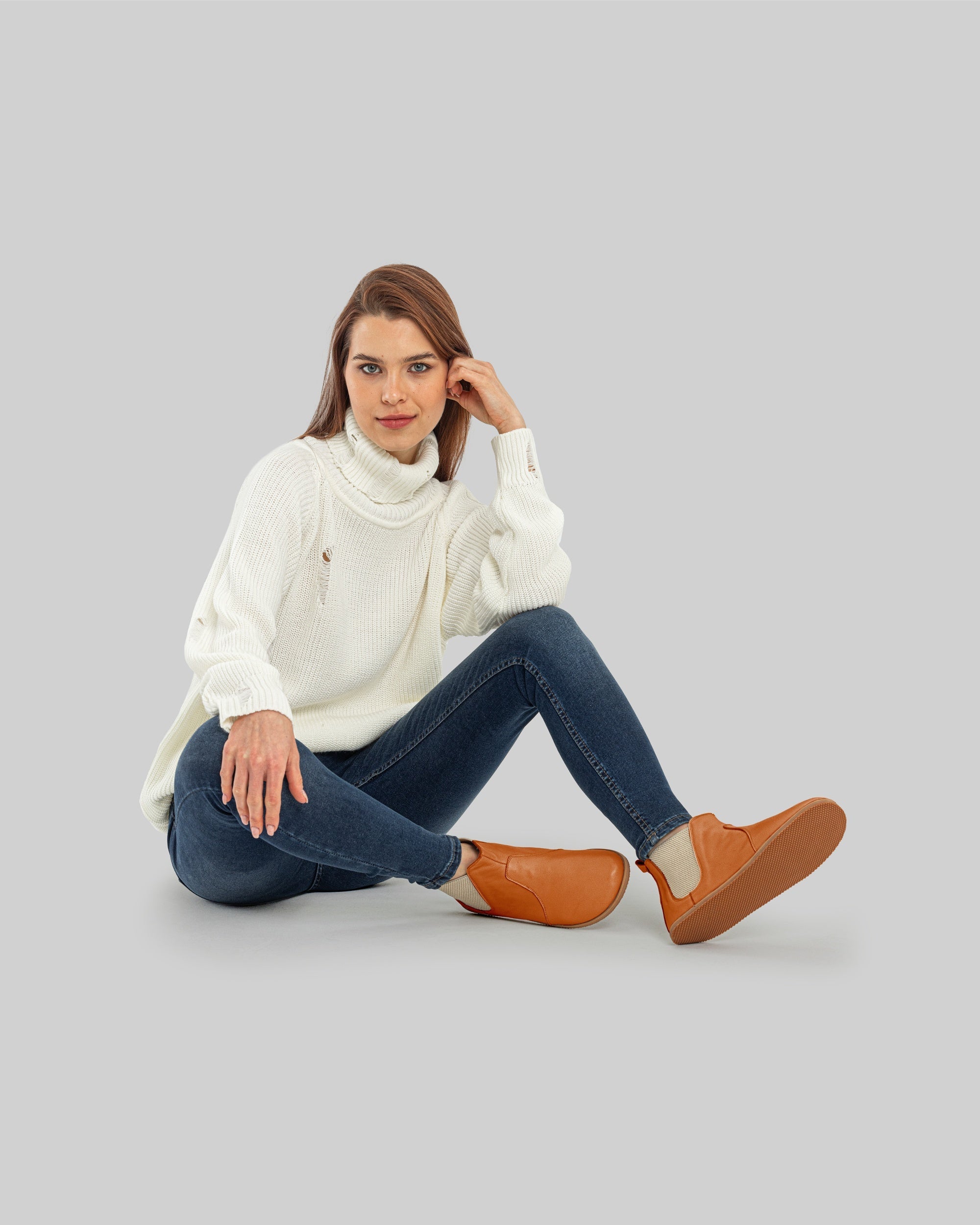 Close-up calf leather - Orange Chelsea Boots Detail | Bespoky