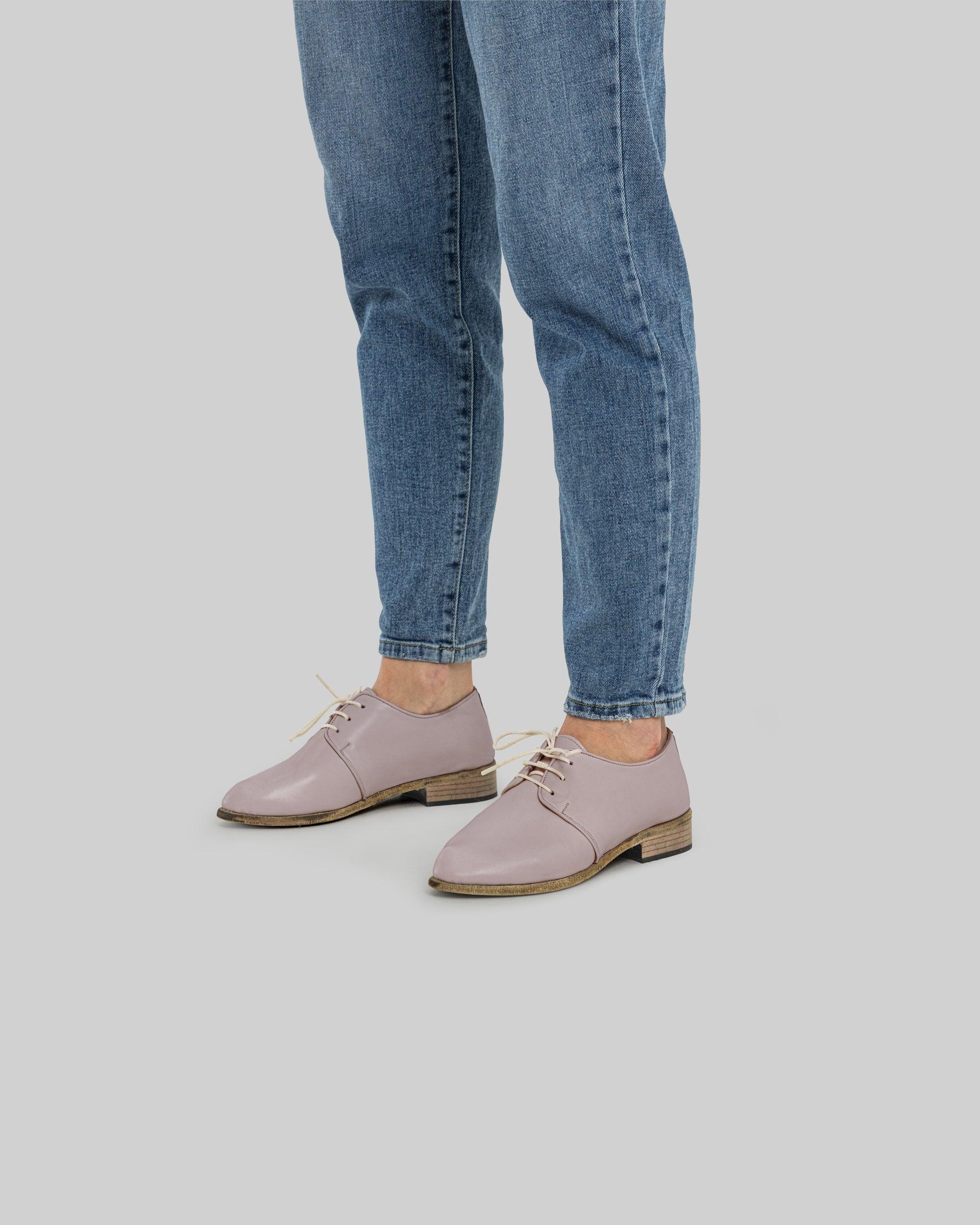 Back view Pink Pointed Toe Oxford - Calf Leather Handcrafted | Bespoky