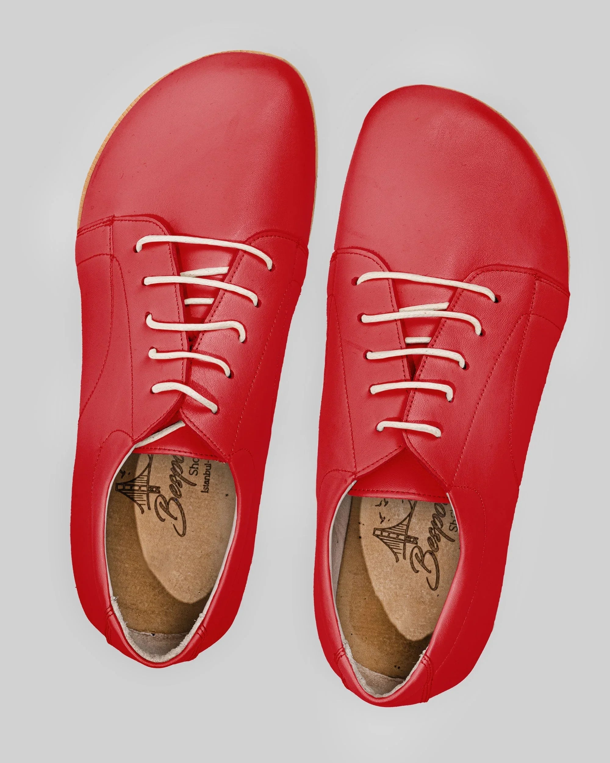 Pair Red Barefoot Sneaker - Barefoot Wide Toe Calf Leather | Bespoky