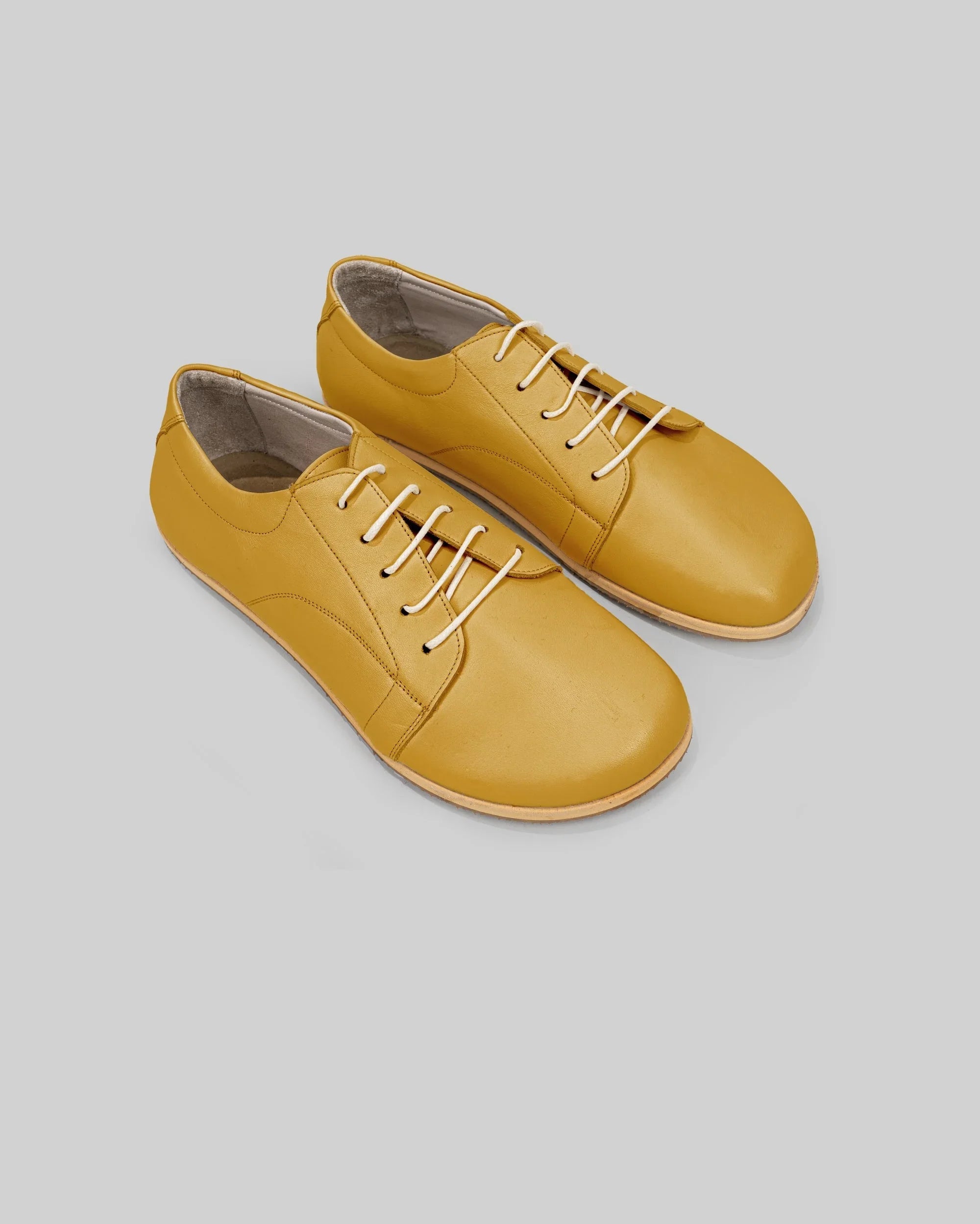 Women's Mustard Barefoot Sneaker - Handcrafted Calf Leather Wide Toe Box | Bespoky