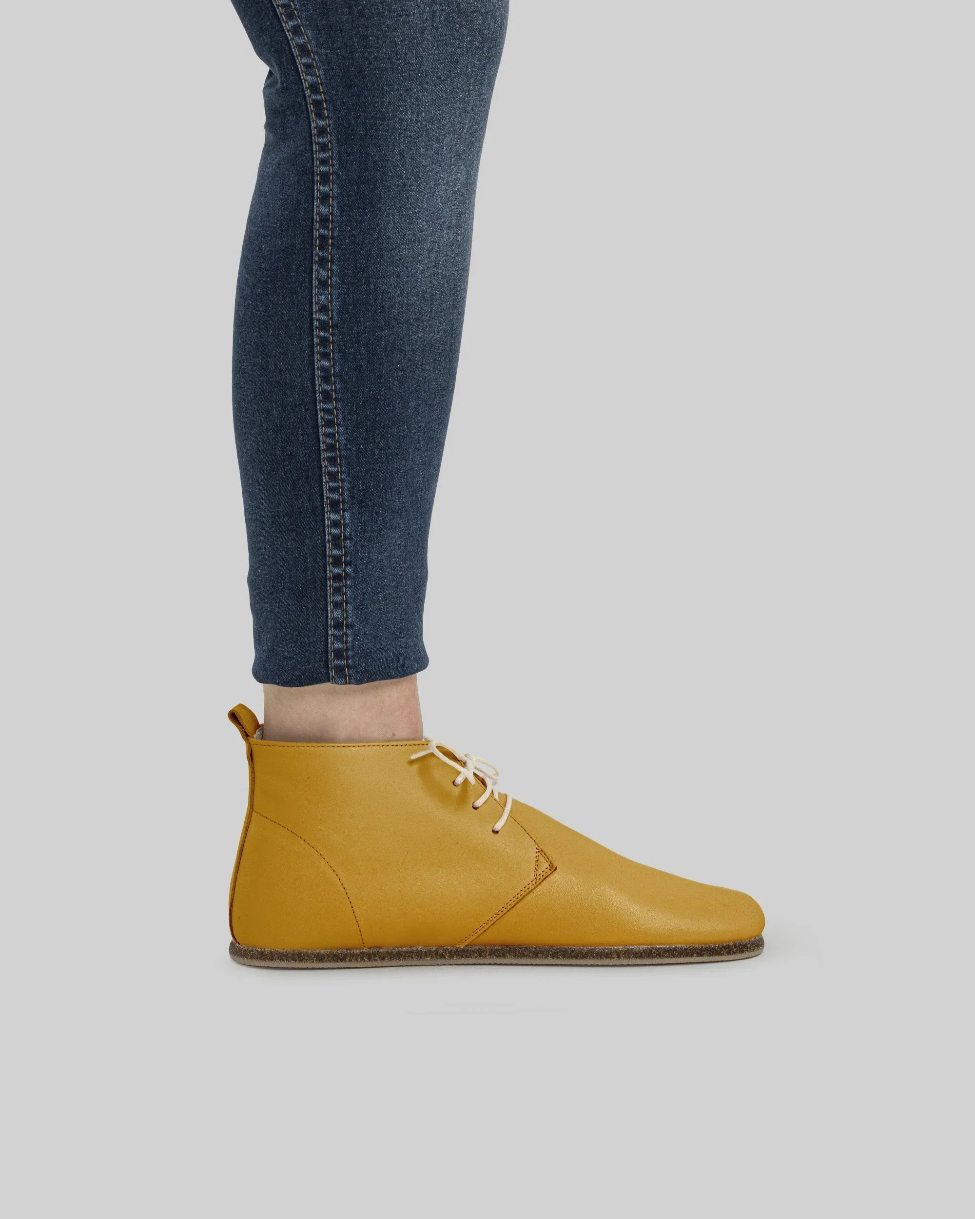 Close-up calf leather - Mustard Ankle Boots Detail | Bespoky