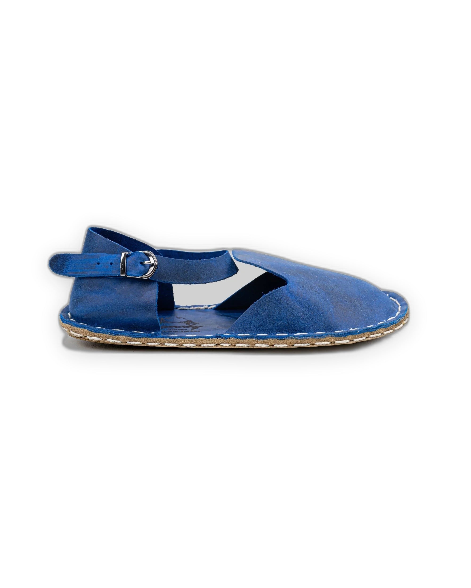 Side view Blue Barefoot Sandal - Calf Leather Zero Drop | Bespoky