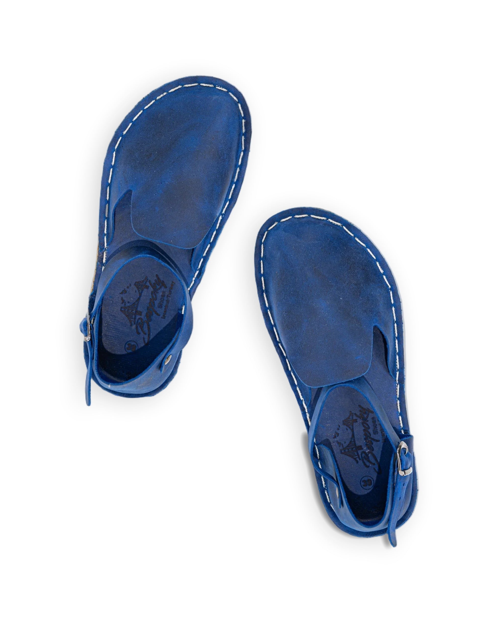 Women's Blue Barefoot Sandal - Handcrafted Calf Leather Wide Toe Box | Bespoky