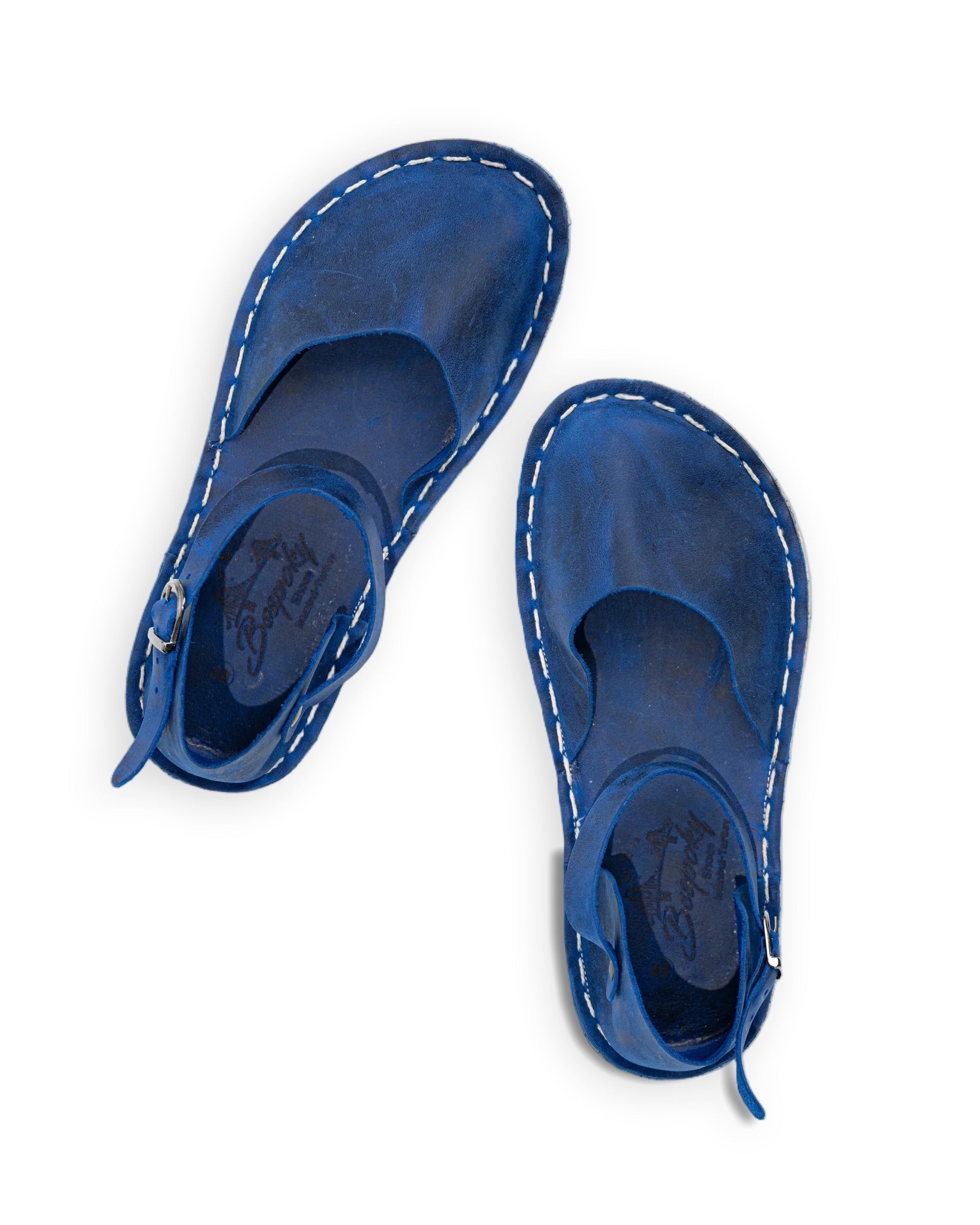 Women's Blue Barefoot Sandal - Handcrafted Calf Leather Wide Toe Box | Bespoky