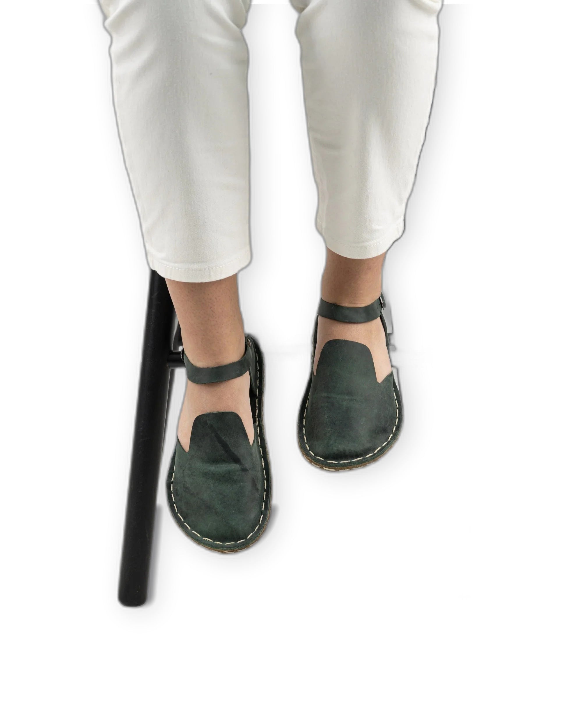 Detail Green Barefoot Sandal - Handcrafted Calf Leather Turkey | Bespoky