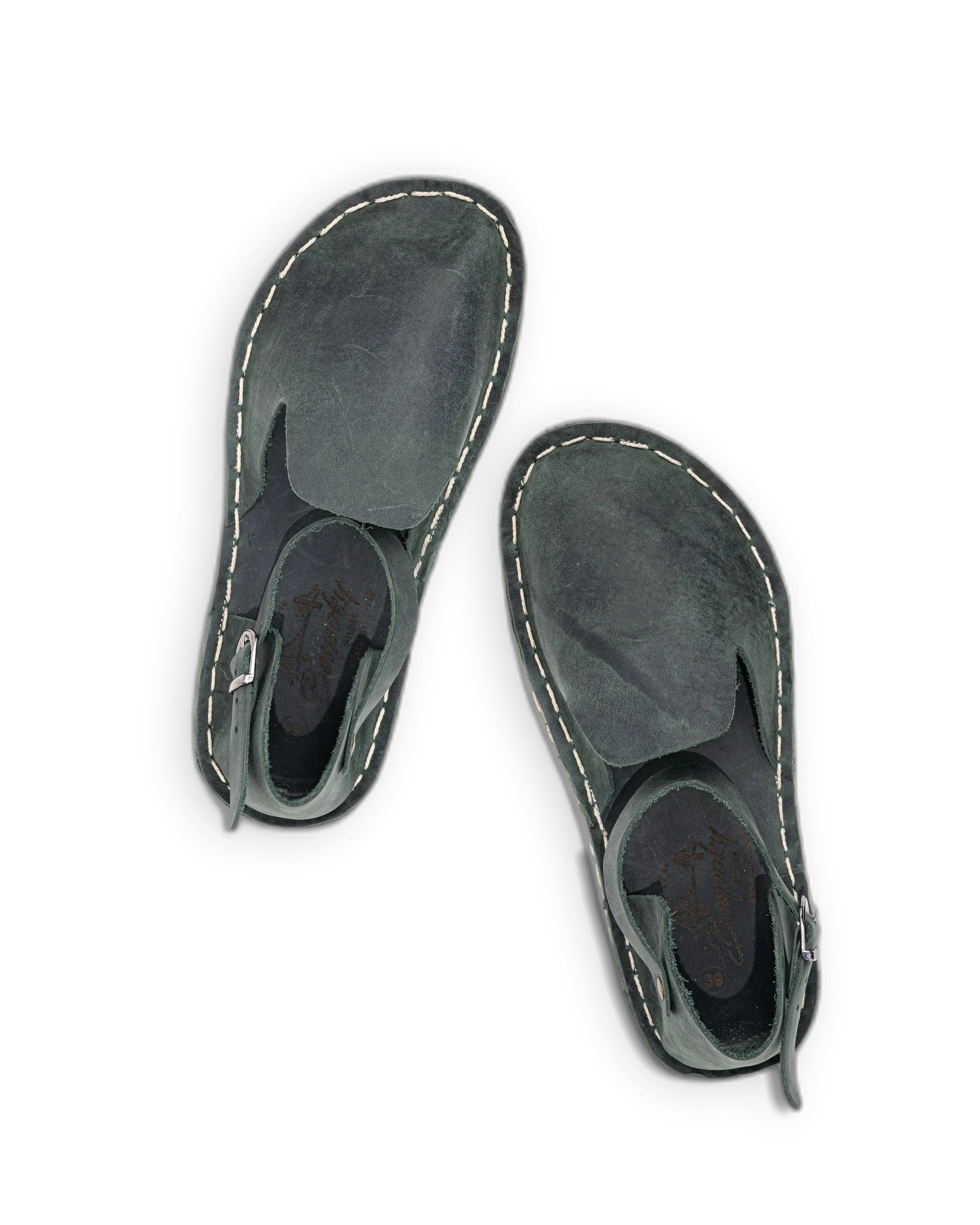 Women's Green Barefoot Sandal - Handcrafted Calf Leather Wide Toe Box | Bespoky