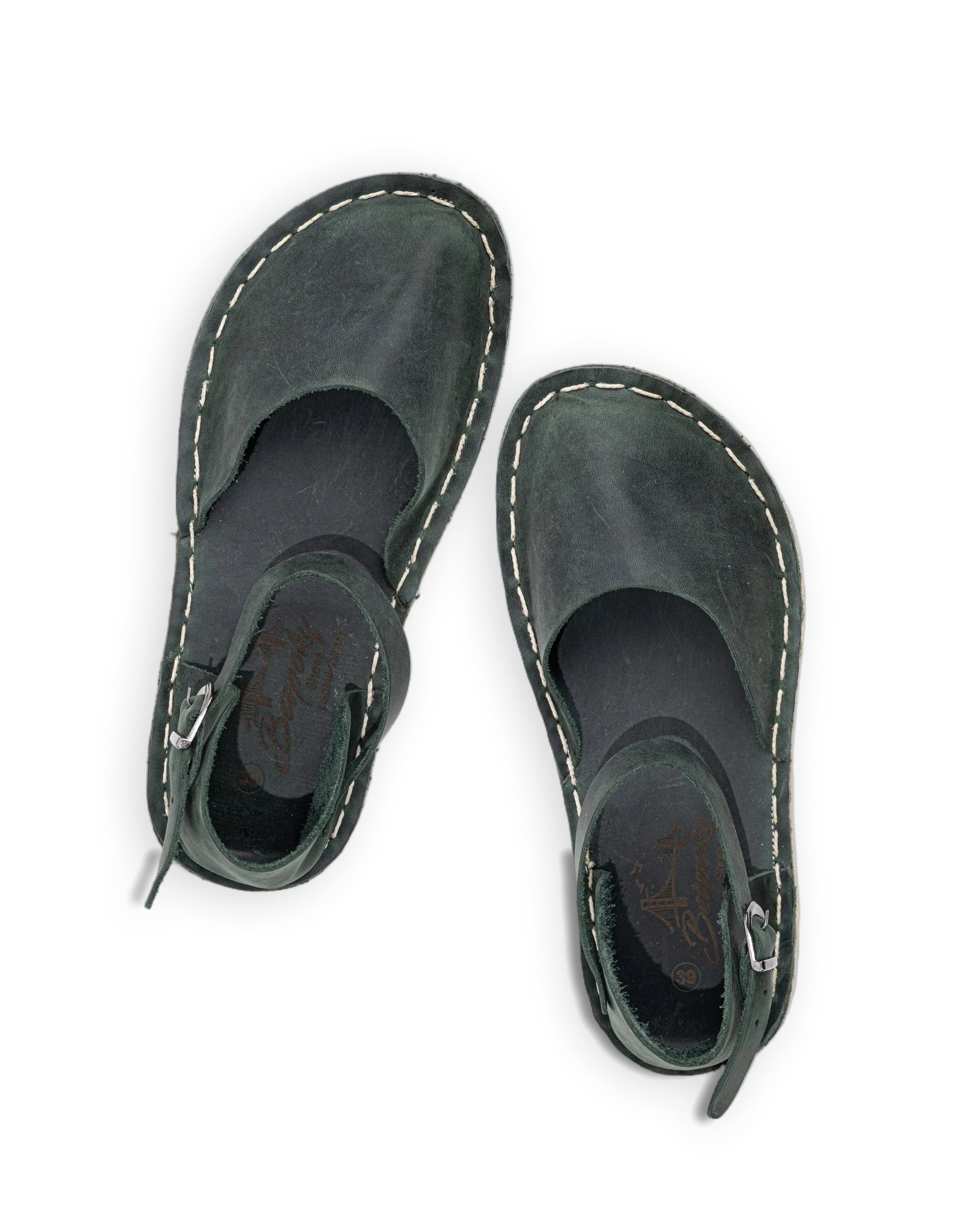 Women's Green Barefoot Sandal - Handcrafted Calf Leather Wide Toe Box | Bespoky