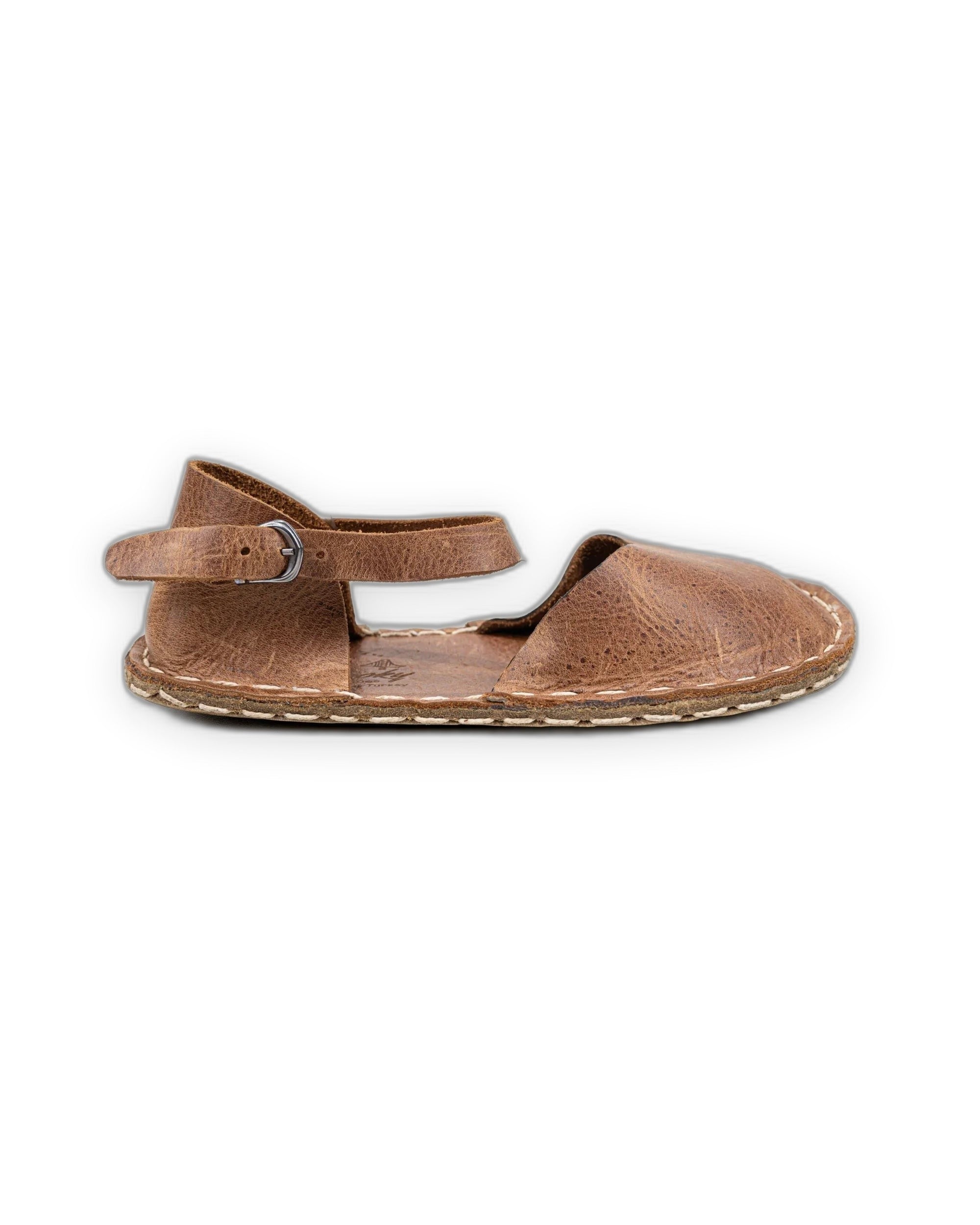Side view Tan Barefoot Sandal - Calf Leather Zero Drop | Bespoky