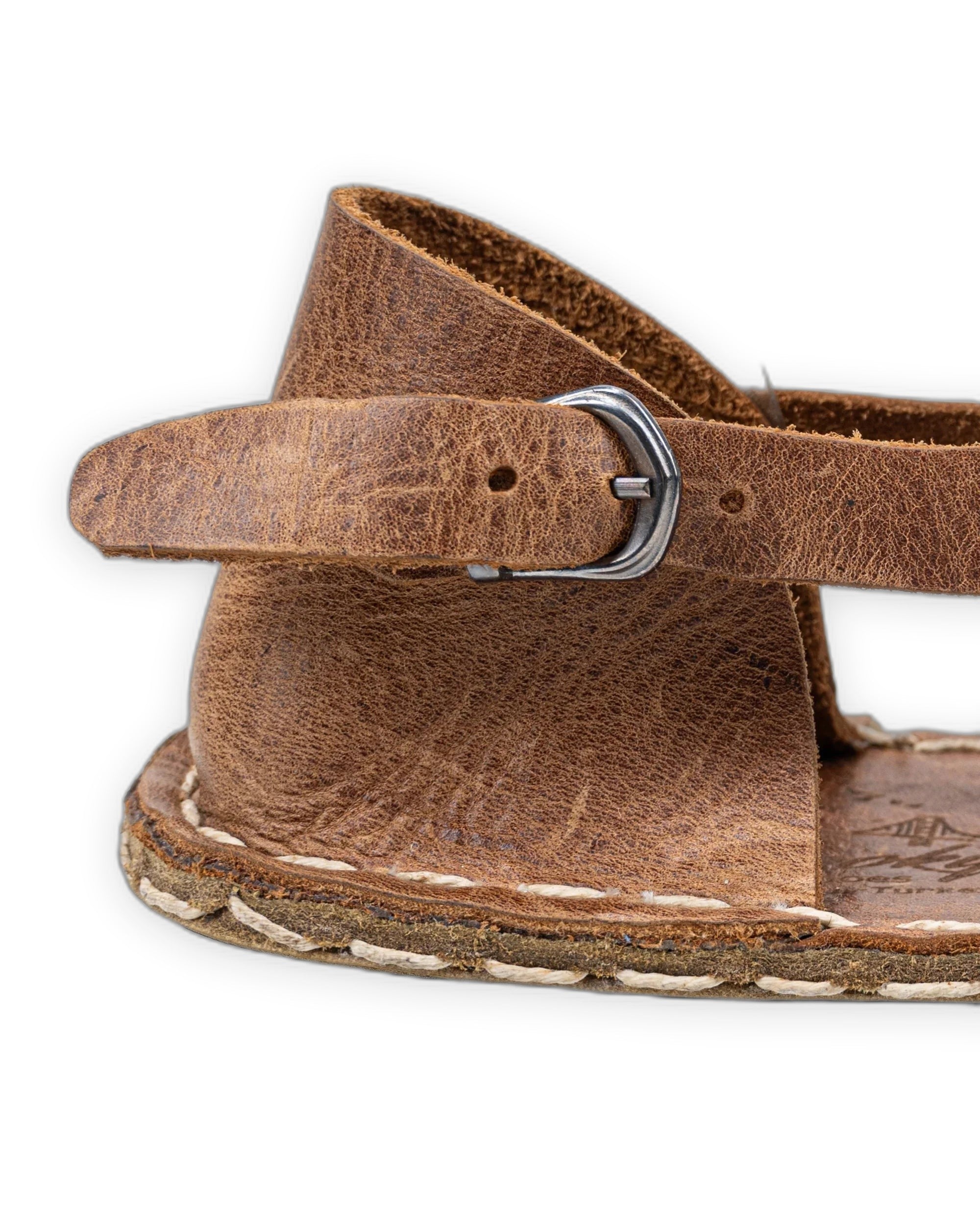 Top view Tan Barefoot Sandal - Handcrafted Calf Leather | Bespoky