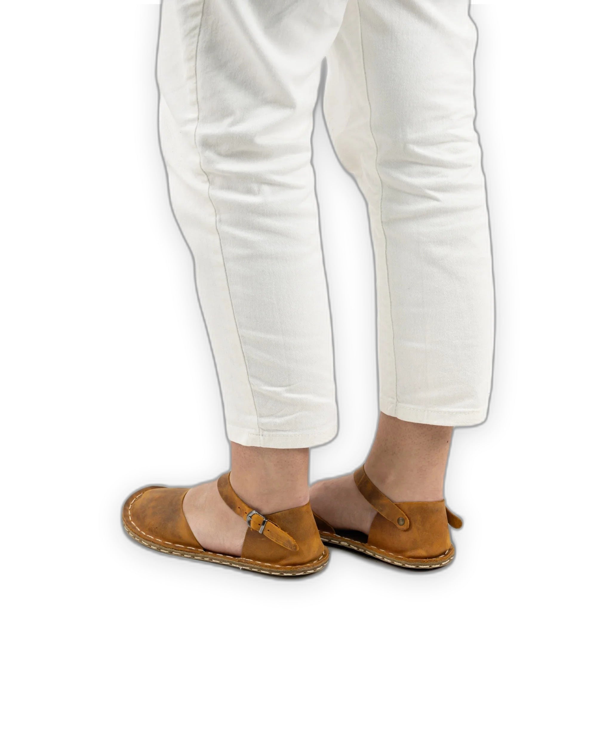 Pair Tan Barefoot Sandal - Barefoot Wide Toe Calf Leather | Bespoky