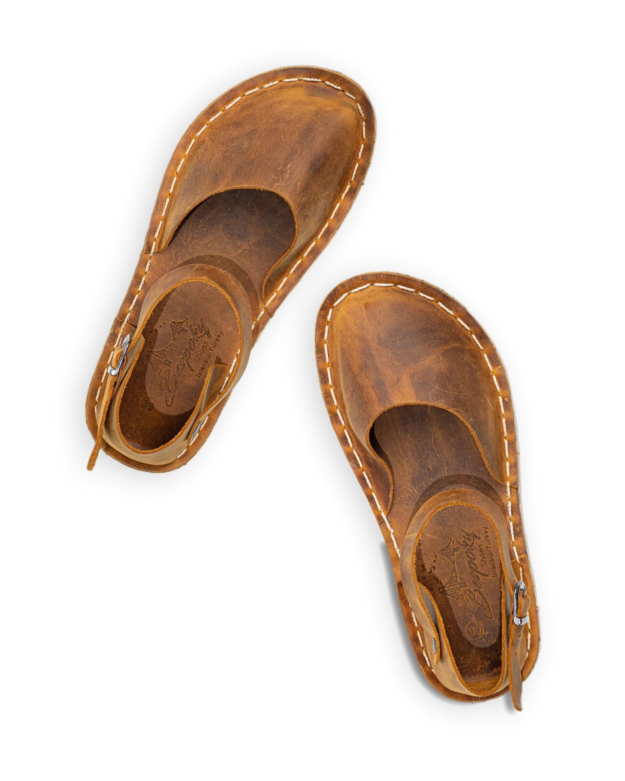 Women's Tan Barefoot Sandal - Handcrafted Calf Leather Wide Toe Box | Bespoky
