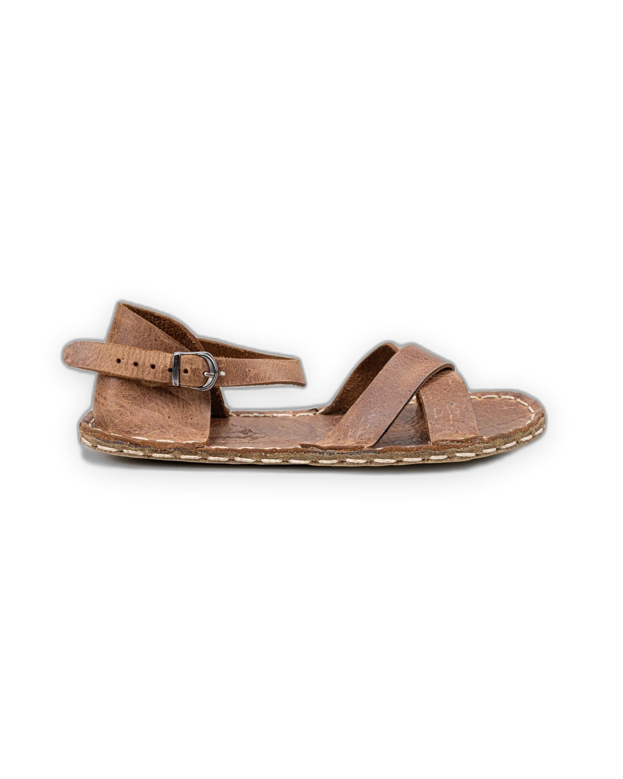 Side view Tan Barefoot Sandal - Calf Leather Zero Drop | Bespoky