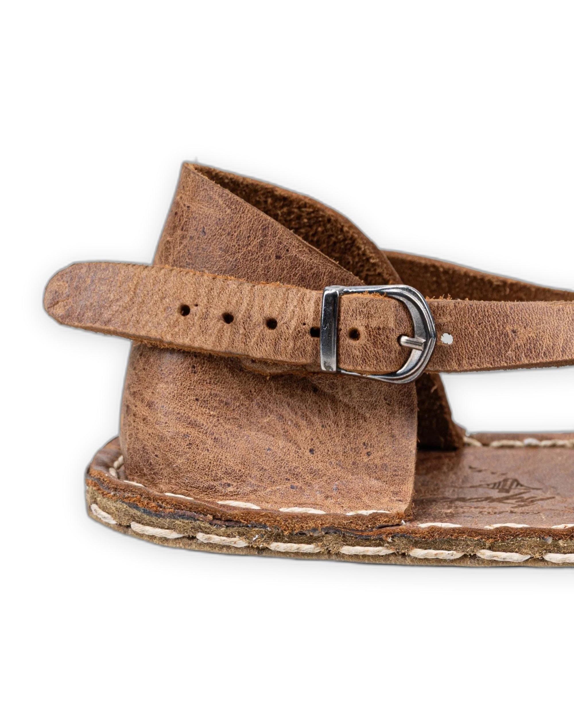 Top view Tan Barefoot Sandal - Handcrafted Calf Leather | Bespoky