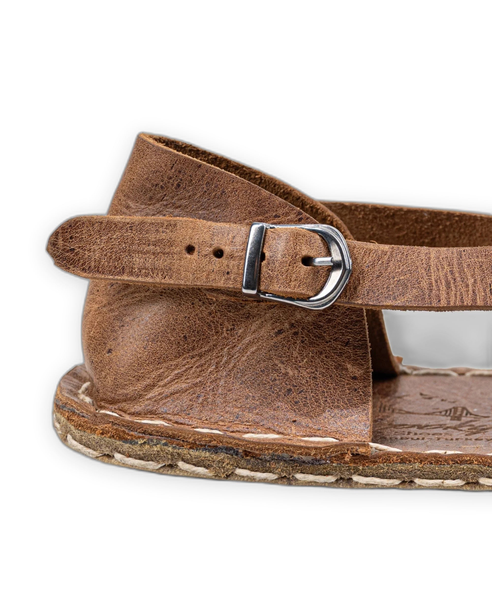 Top view Tan Barefoot Sandal - Handcrafted Calf Leather | Bespoky