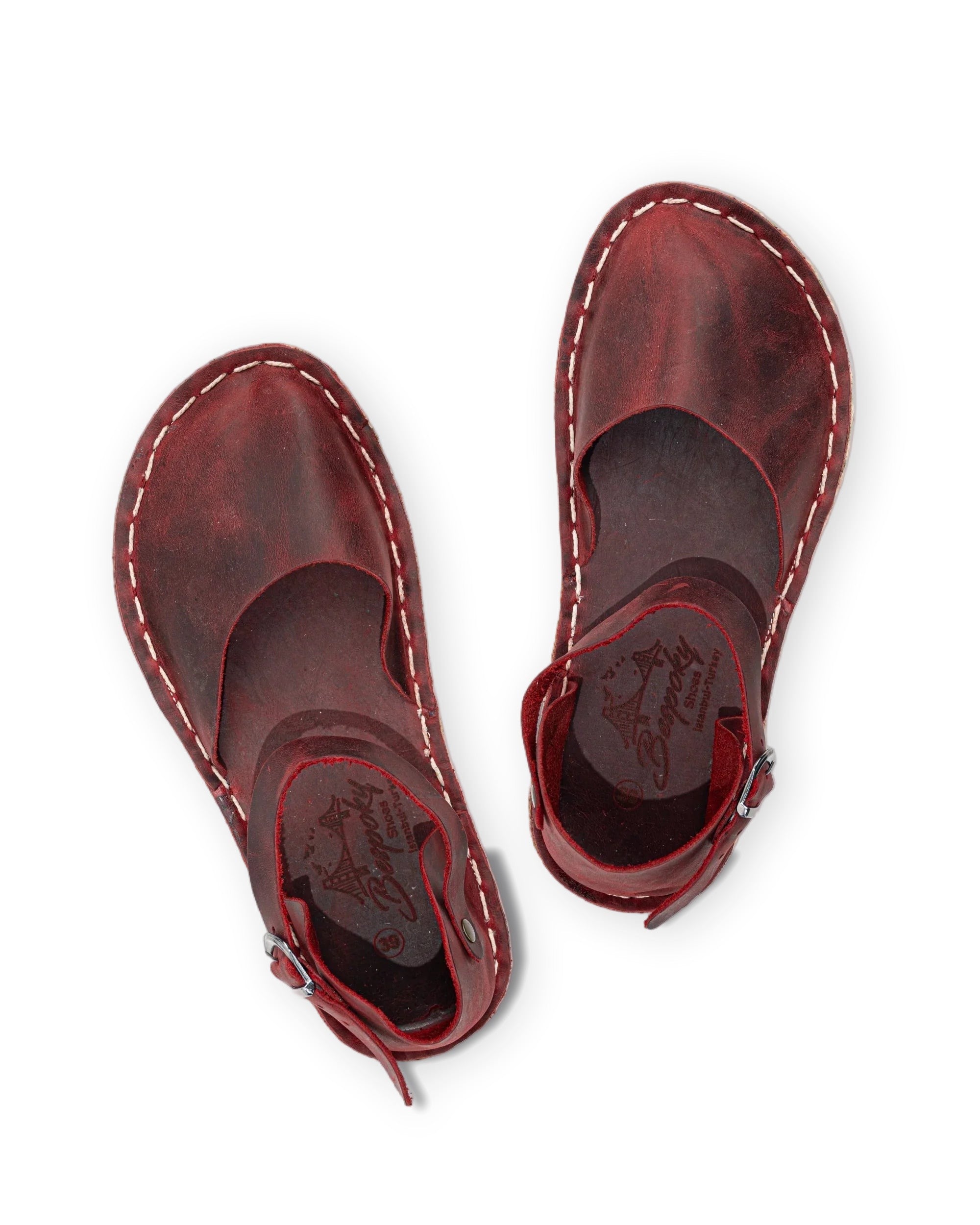 Women's Red Barefoot Sandal - Handcrafted Calf Leather Wide Toe Box | Bespoky