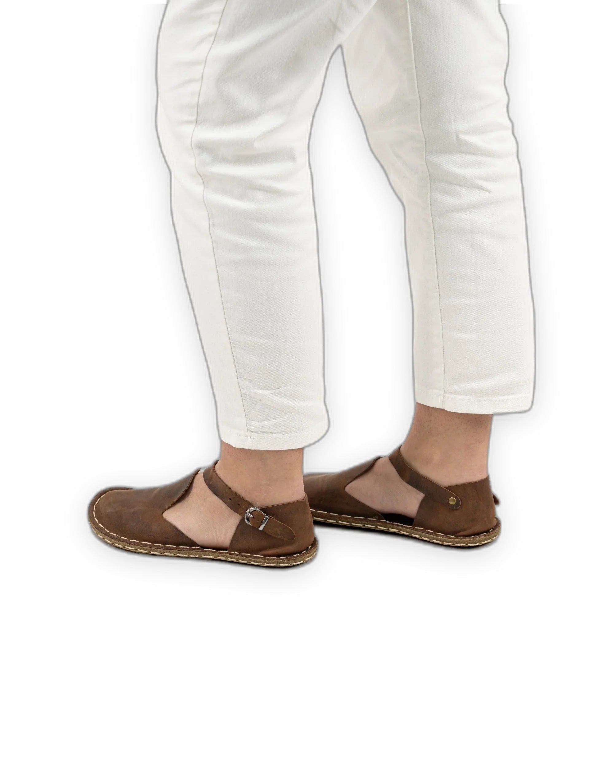Pair Tan Barefoot Sandal - Barefoot Wide Toe Calf Leather | Bespoky