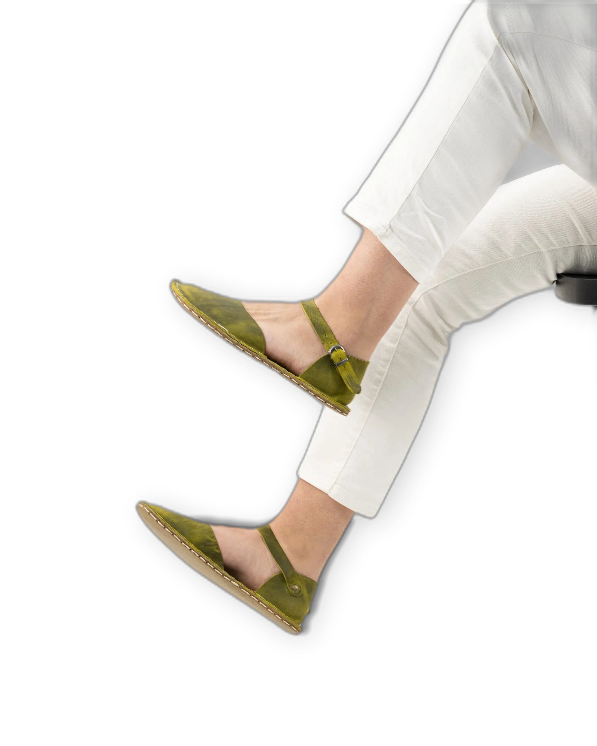 Top view Yellow Barefoot Sandal - Handcrafted Calf Leather | Bespoky