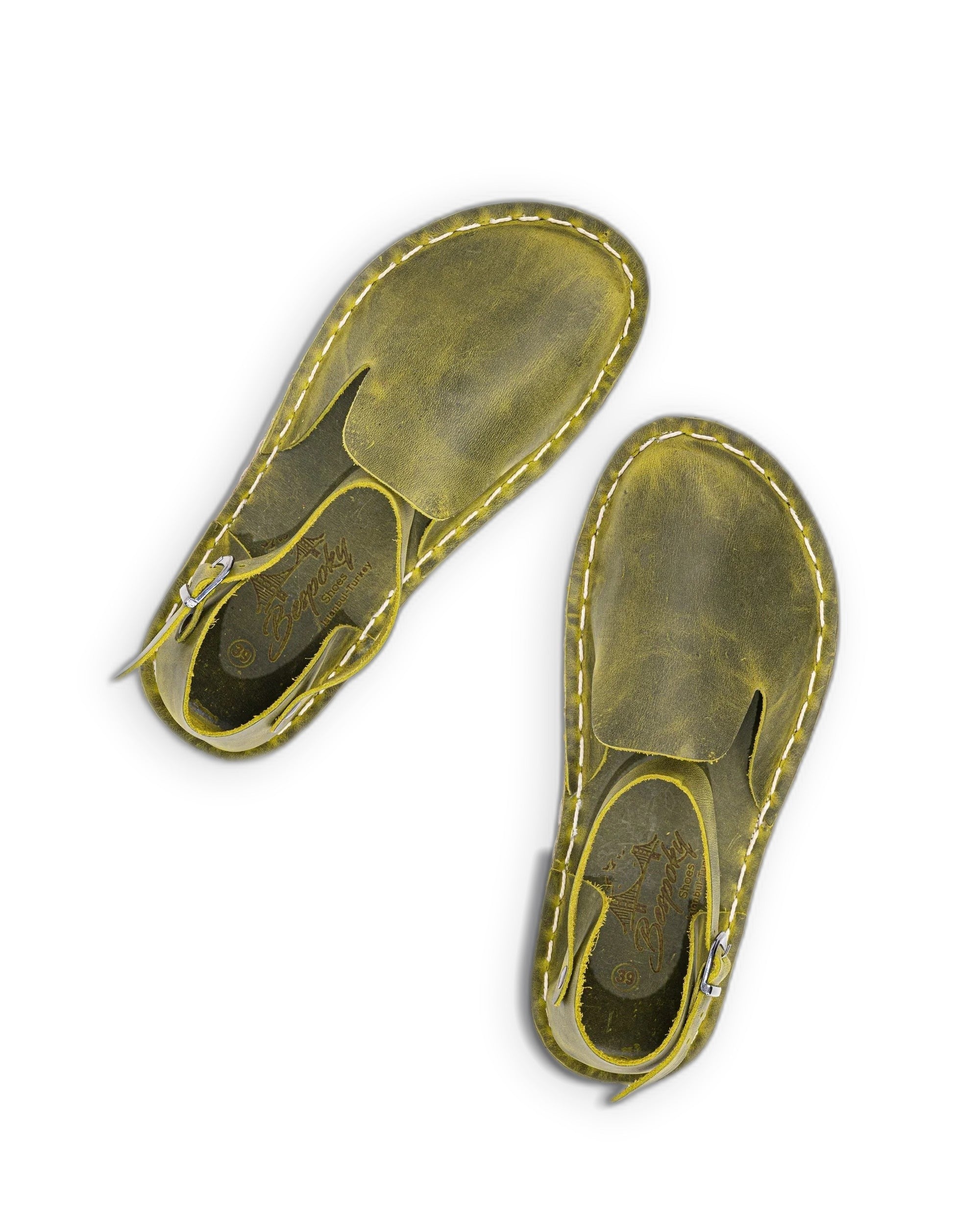 Women's Yellow Barefoot Sandal - Handcrafted Calf Leather Wide Toe Box | Bespoky