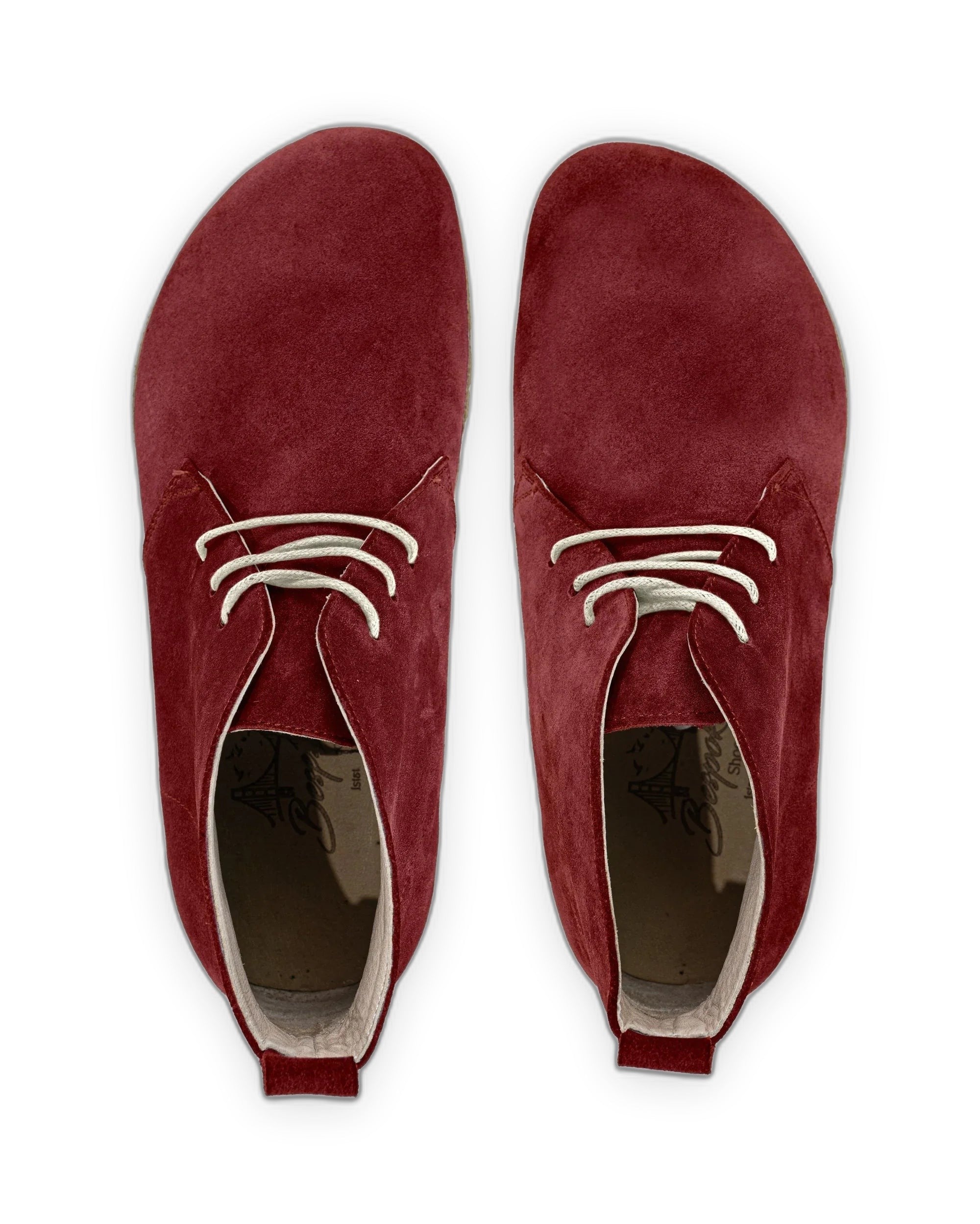 Side view Burgundy Suede Ankle Boots - Calf Leather Zero Drop | Bespoky