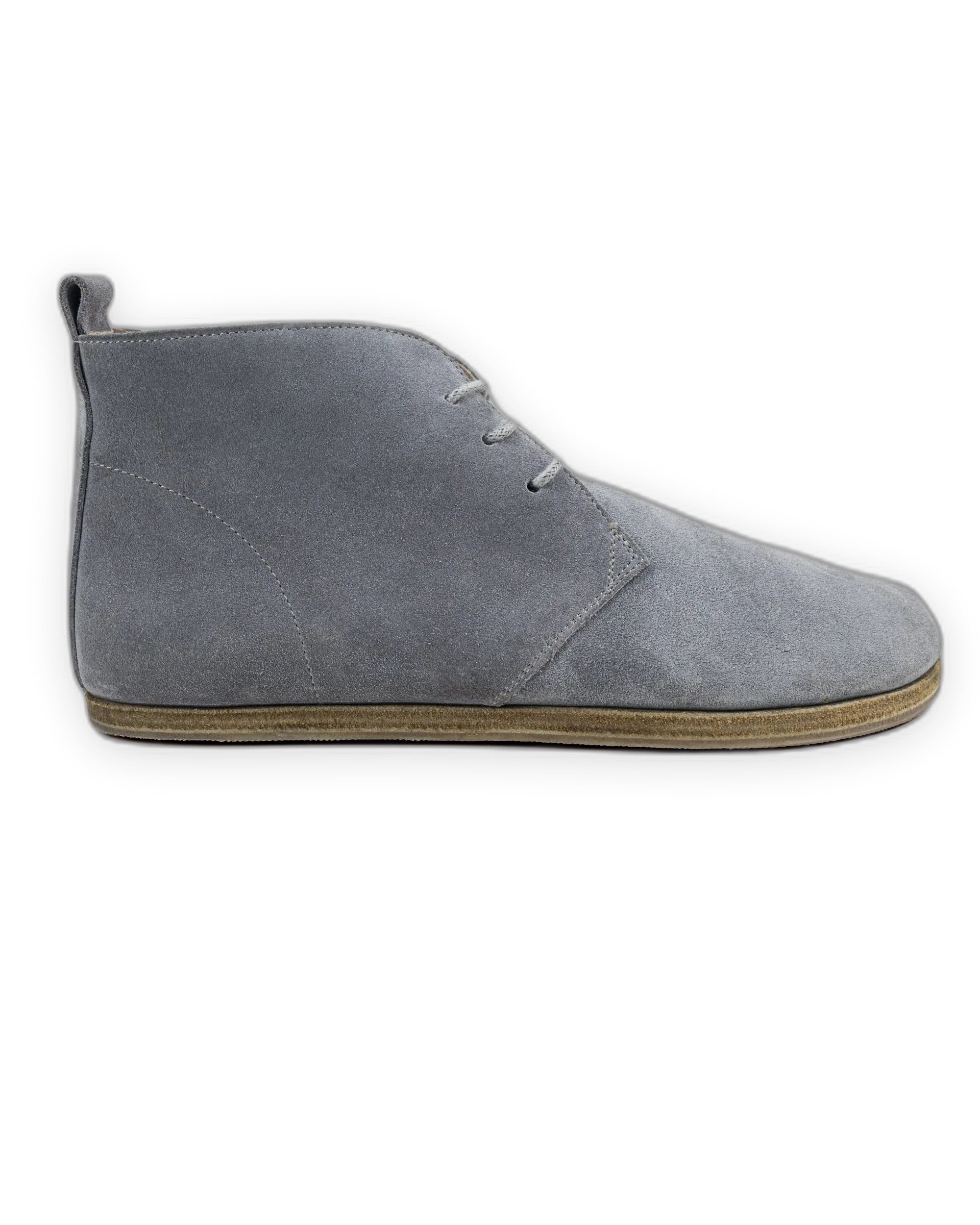 Side view Grey Suede Ankle Boots - Calf Leather Zero Drop | Bespoky