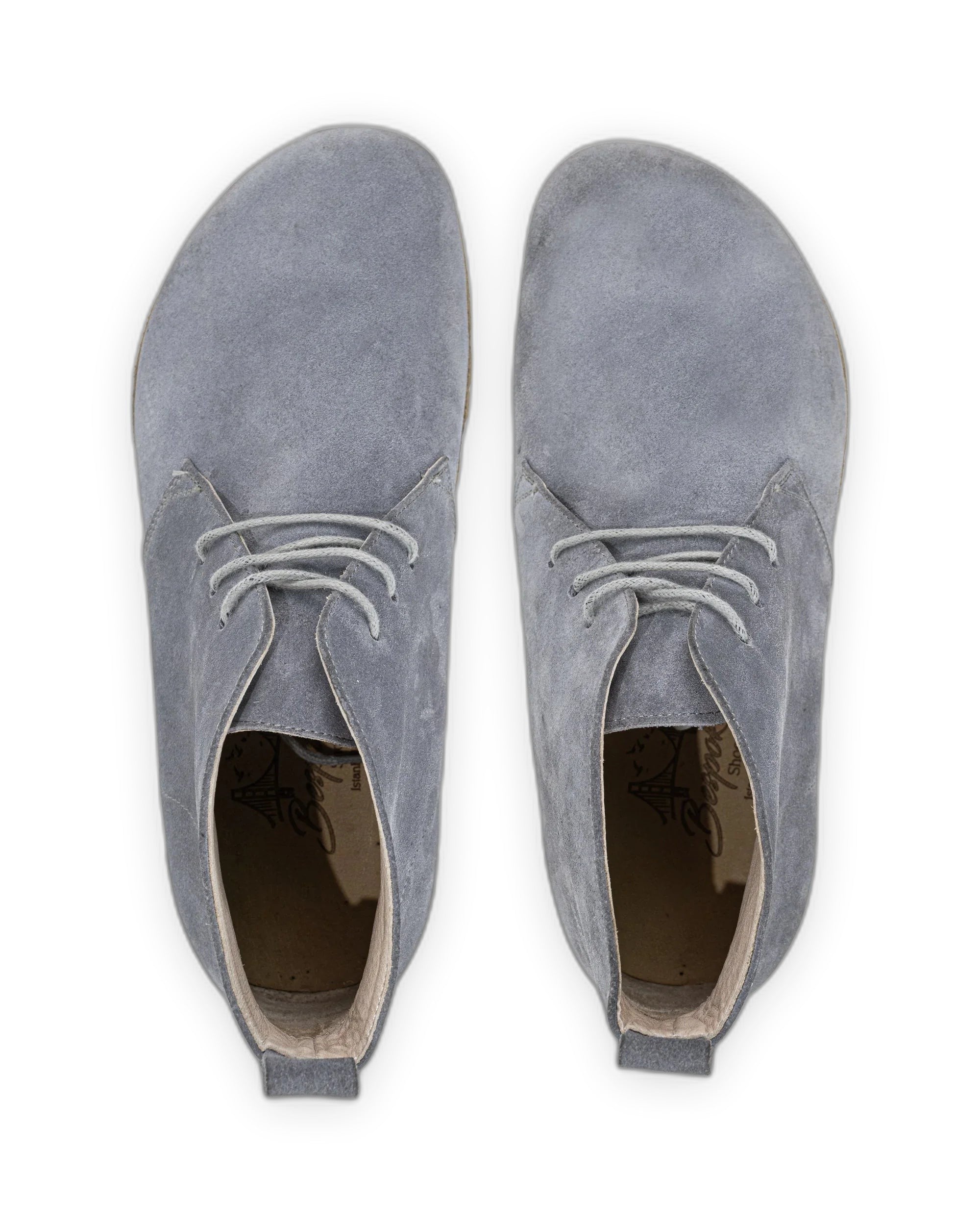 Detail Grey Suede Ankle Boots - Handcrafted Calf Leather Turkey | Bespoky