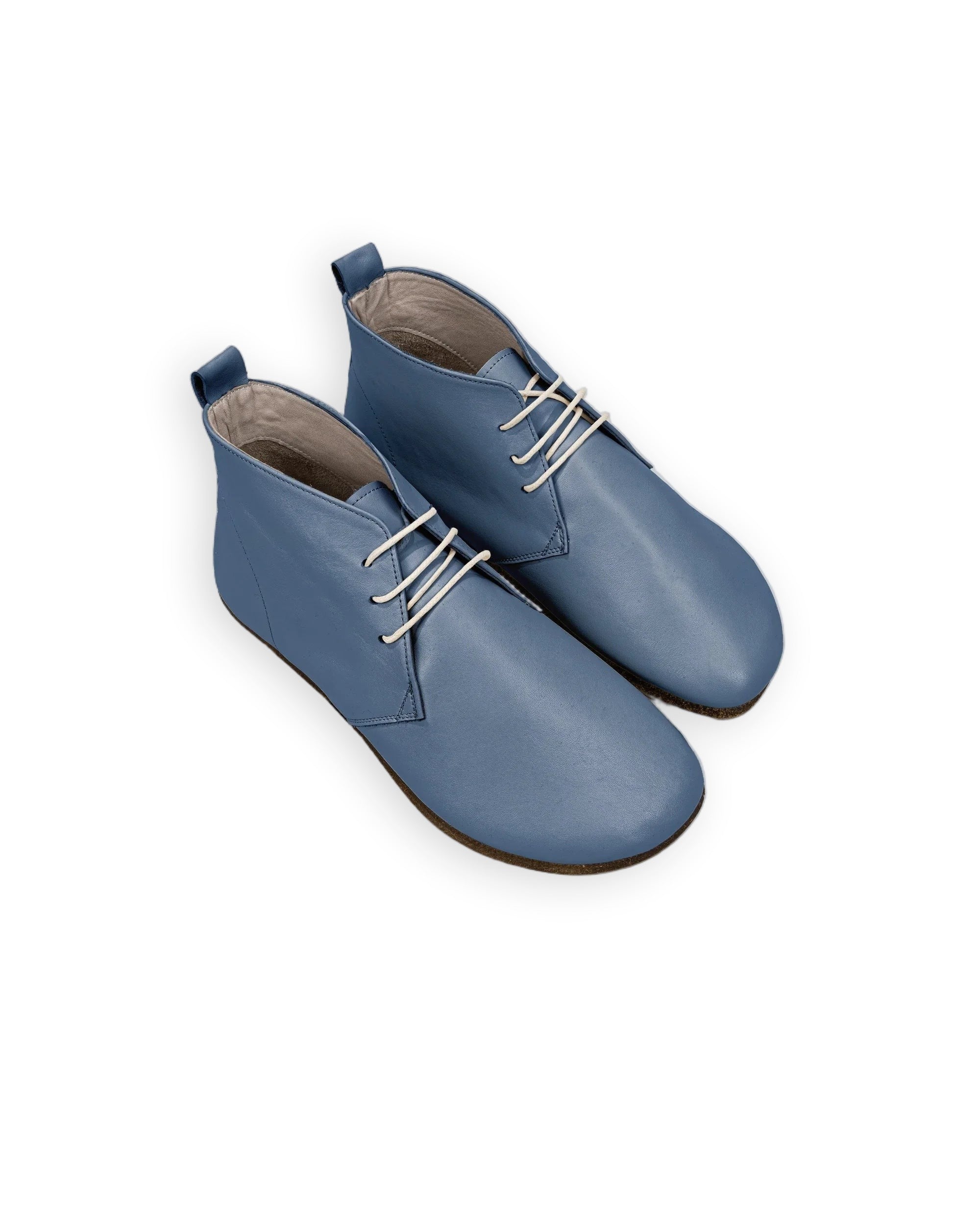 Men's Jean Blue Ankle Boots - Handcrafted Calf Leather Wide Toe Box | Bespoky