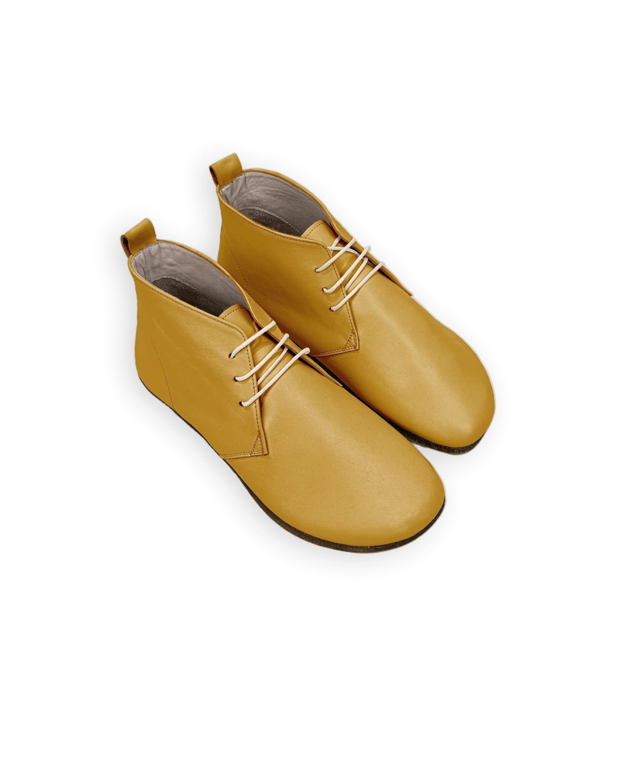 Men's Mustard Ankle Boots - Handcrafted Calf Leather Wide Toe Box | Bespoky