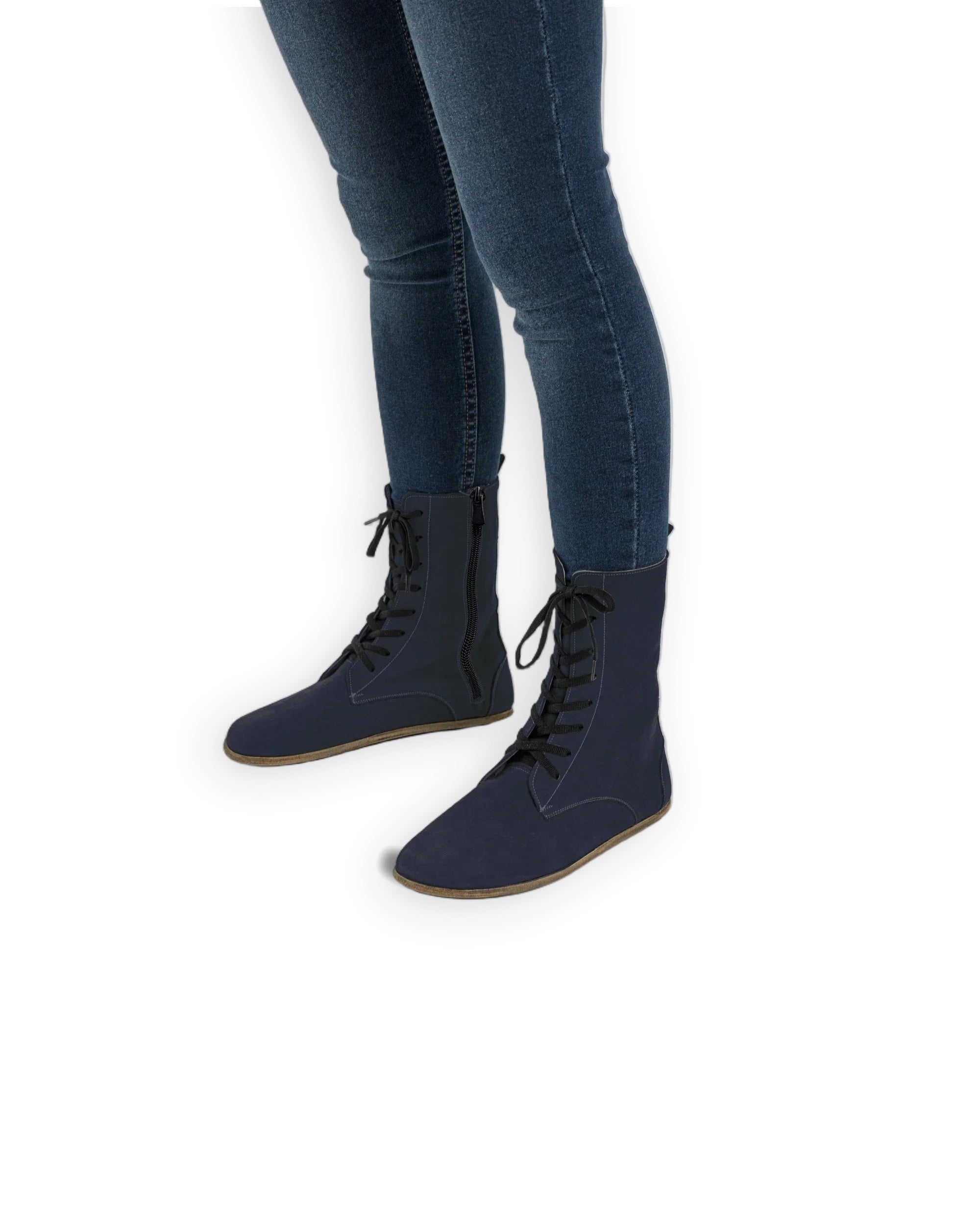 Men's Navy Nubuck Barefoot Boot - Handcrafted Calf Leather Wide Toe Box | Bespoky