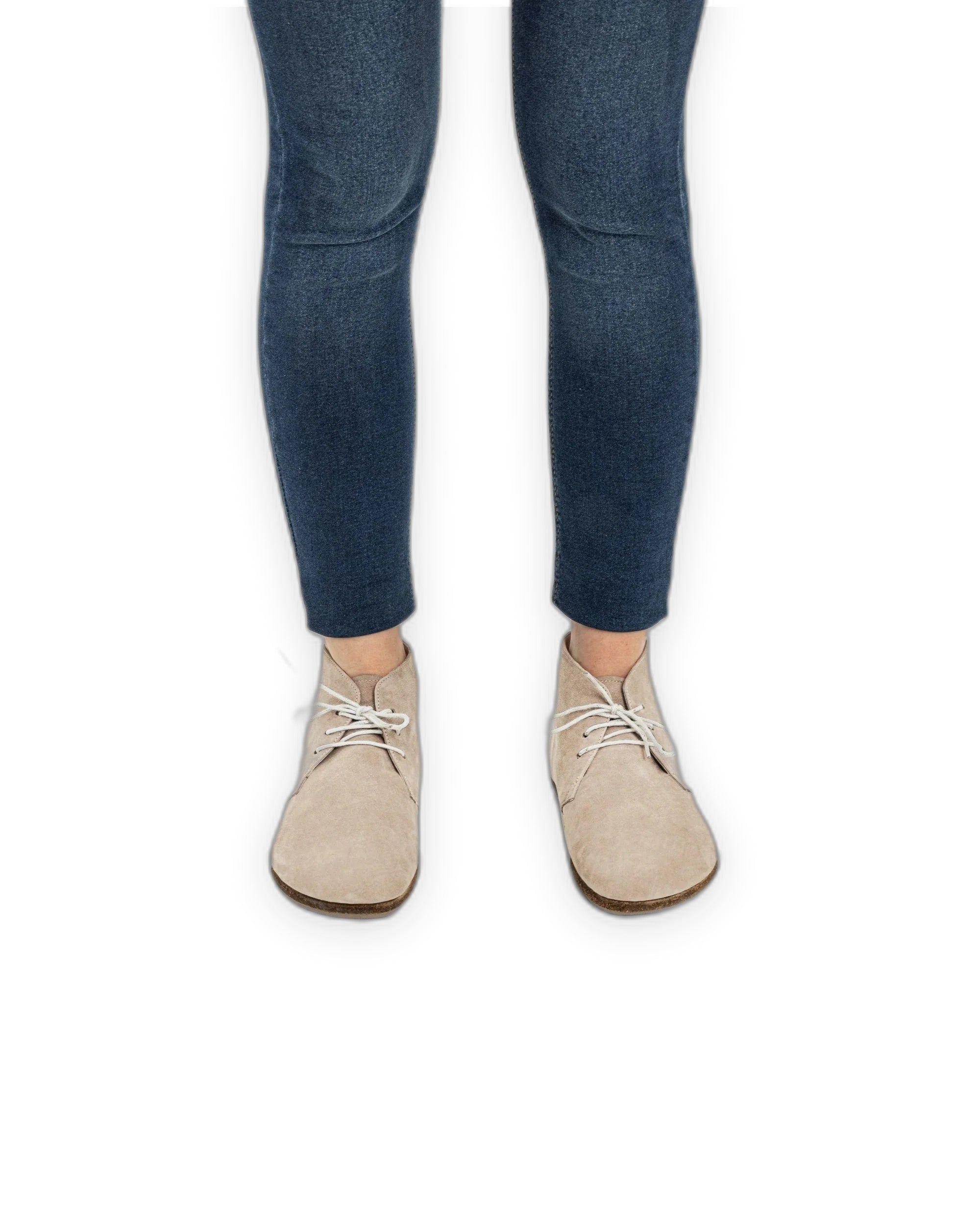 Pair Beige Nubuck Ankle Boots - Barefoot Wide Toe Calf Leather | Bespoky