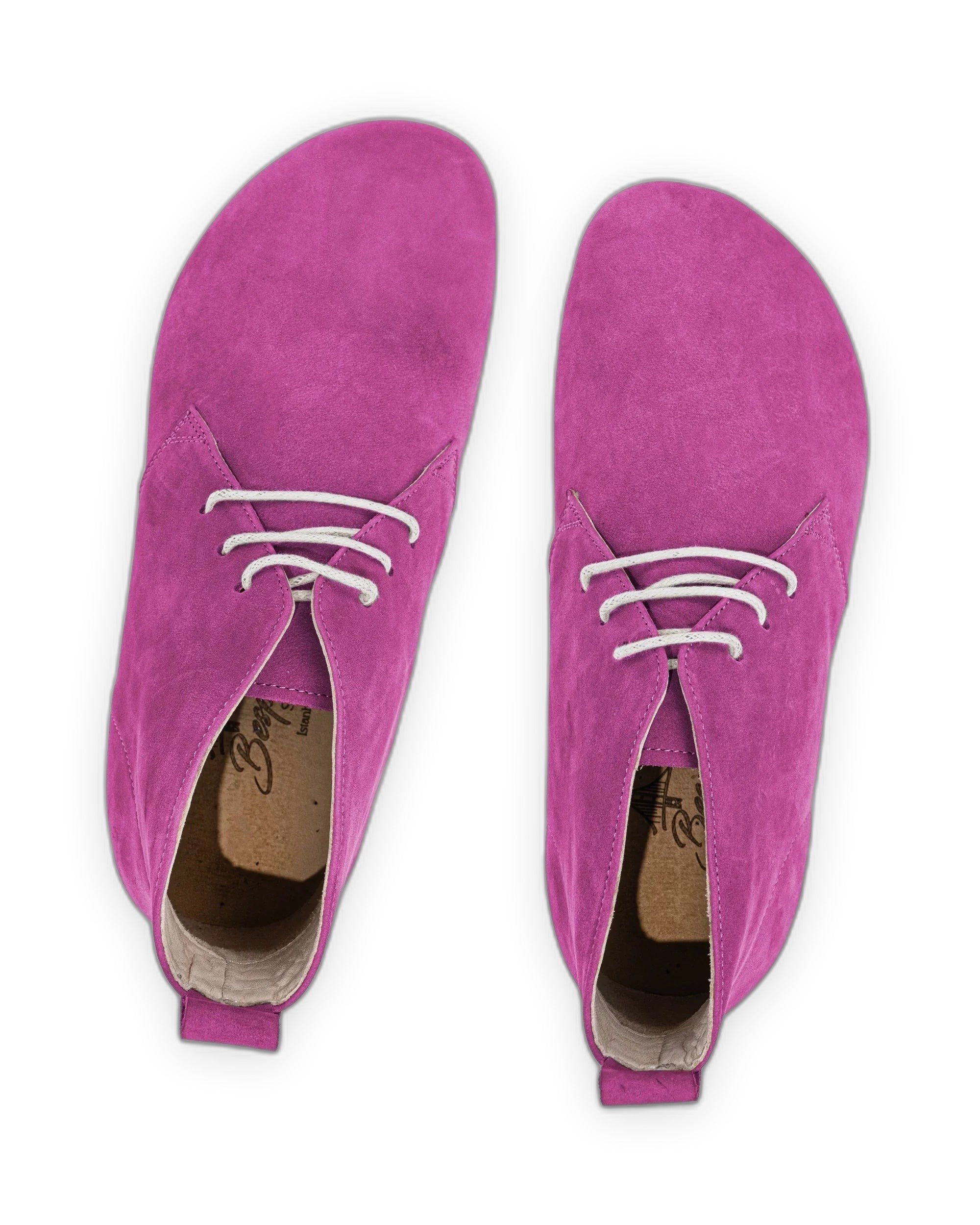 Side view Pink Nubuck Ankle Boots - Calf Leather Zero Drop | Bespoky