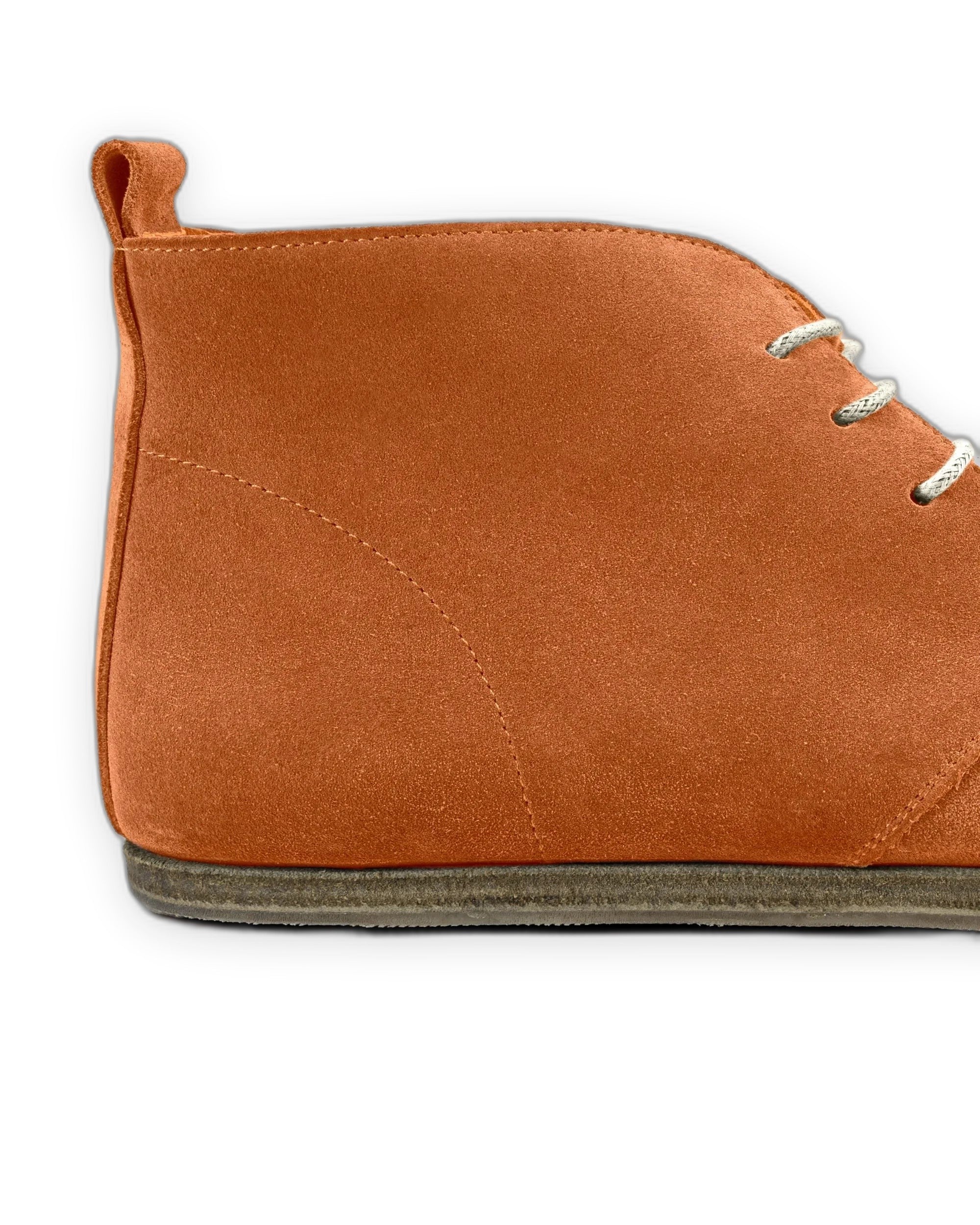 Side view Orange Suede Ankle Boots - Calf Leather Zero Drop | Bespoky