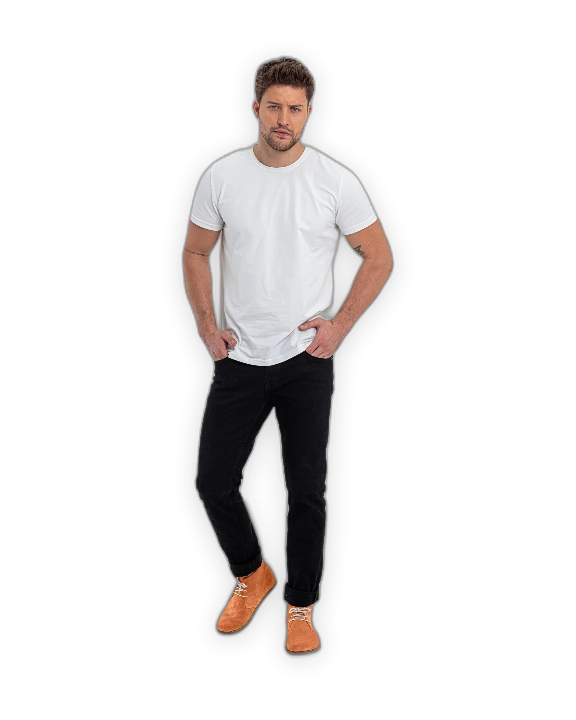 Sole detail Orange Suede Ankle Boots - Zero Drop Calf Leather | Bespoky
