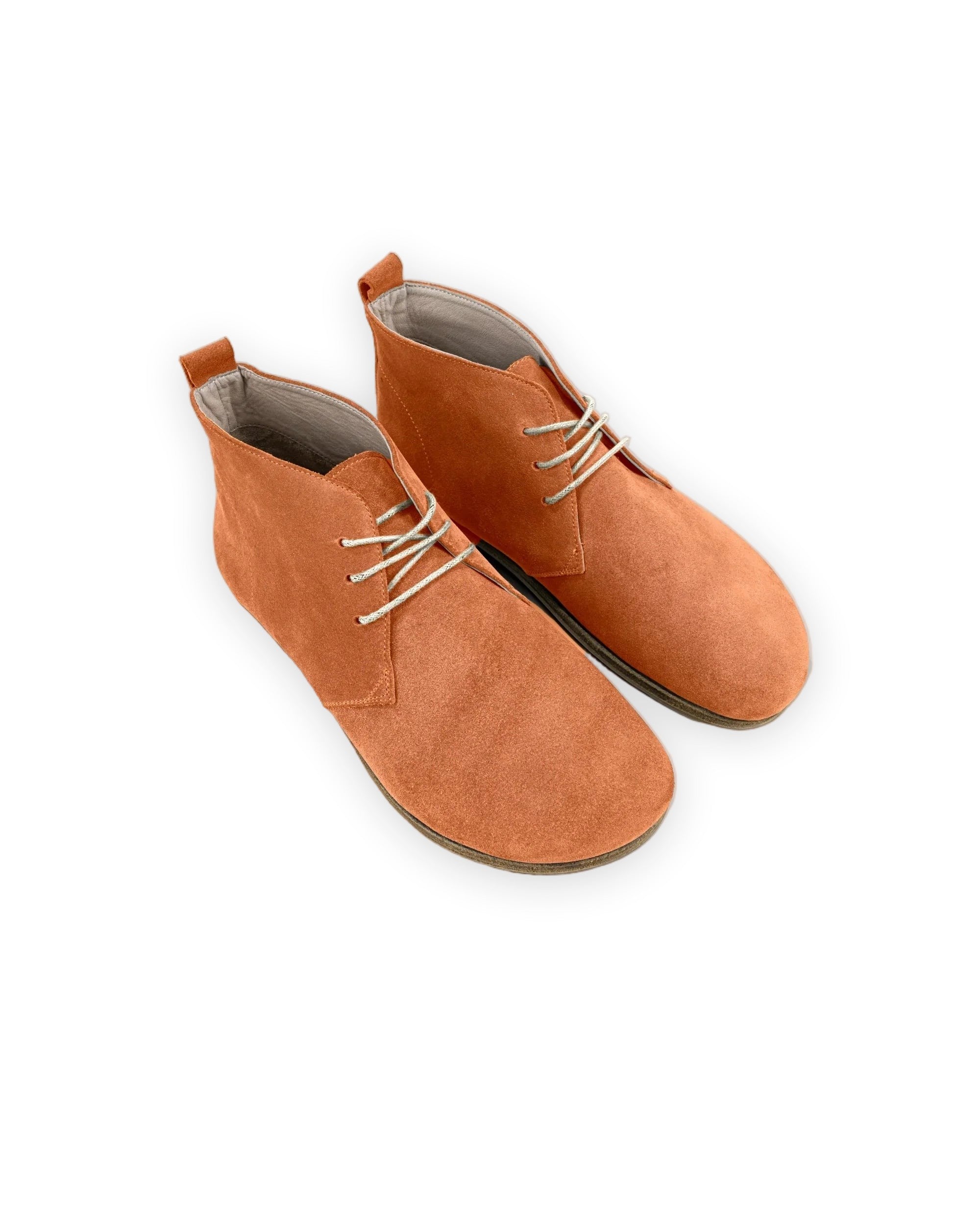 Men's Orange Suede Ankle Boots - Handcrafted Calf Leather Wide Toe Box | Bespoky