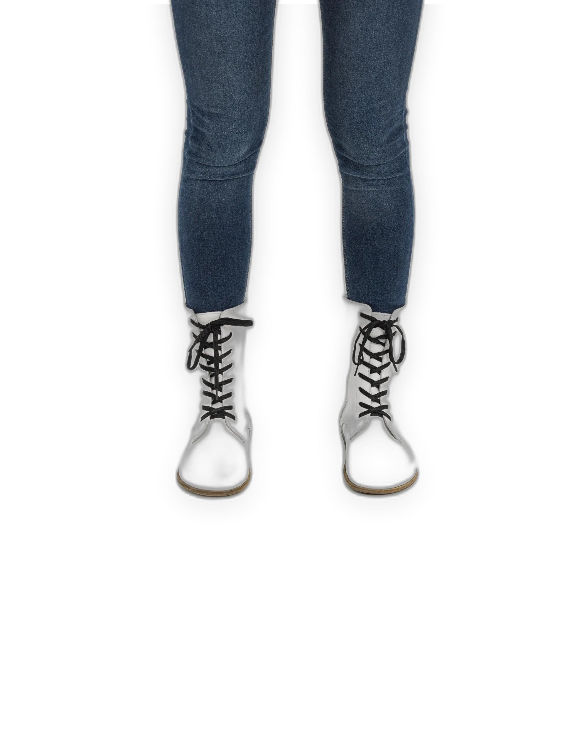 Close-up calf leather - White Barefoot Boot Detail | Bespoky