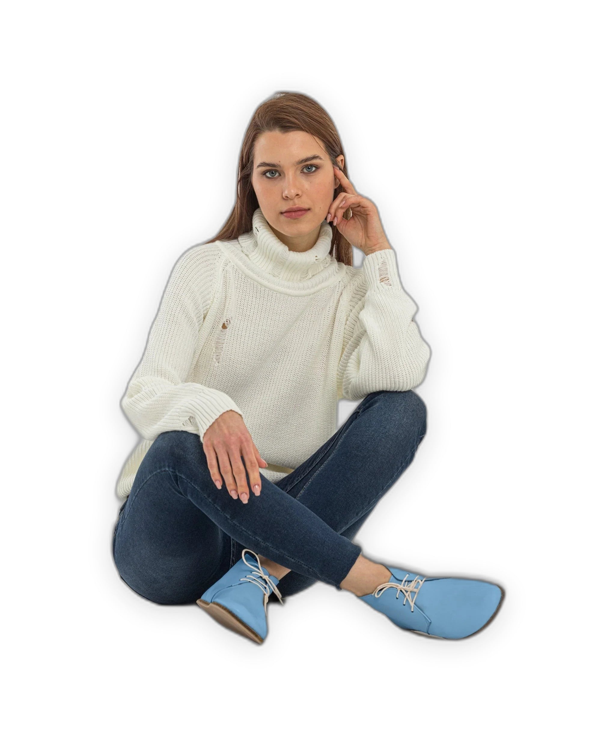 Sole detail Baby Blue Ankle Boots - Zero Drop Calf Leather | Bespoky