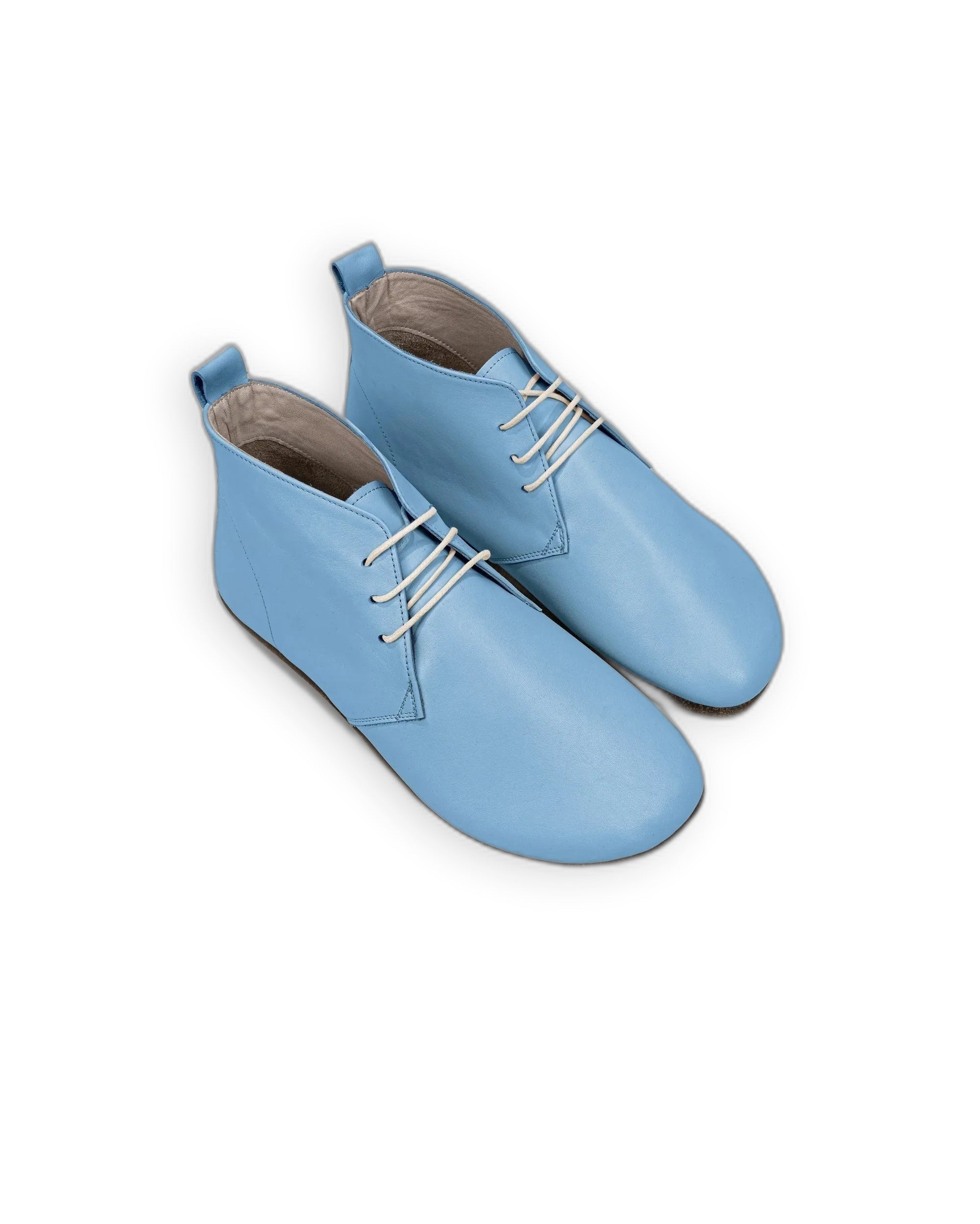 Women's Baby Blue Ankle Boots - Handcrafted Calf Leather Wide Toe Box | Bespoky