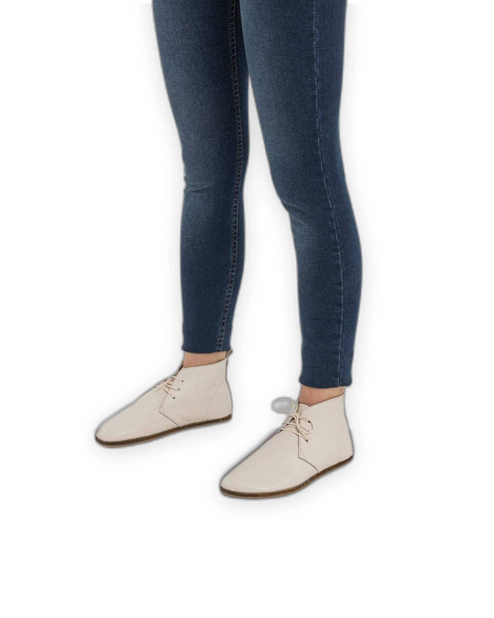 Back view Cream Ankle Boots - Calf Leather Handcrafted | Bespoky