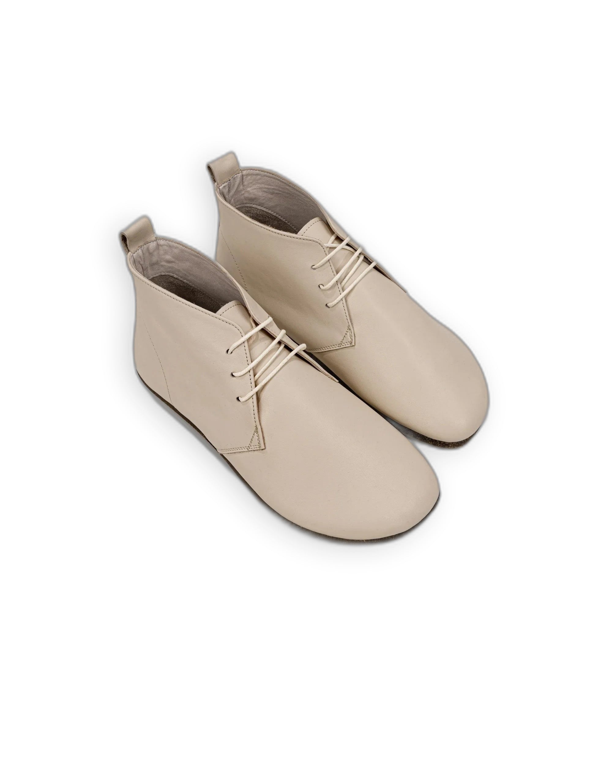 Women's Beige Ankle Boots - Handcrafted Calf Leather Wide Toe Box | Bespoky