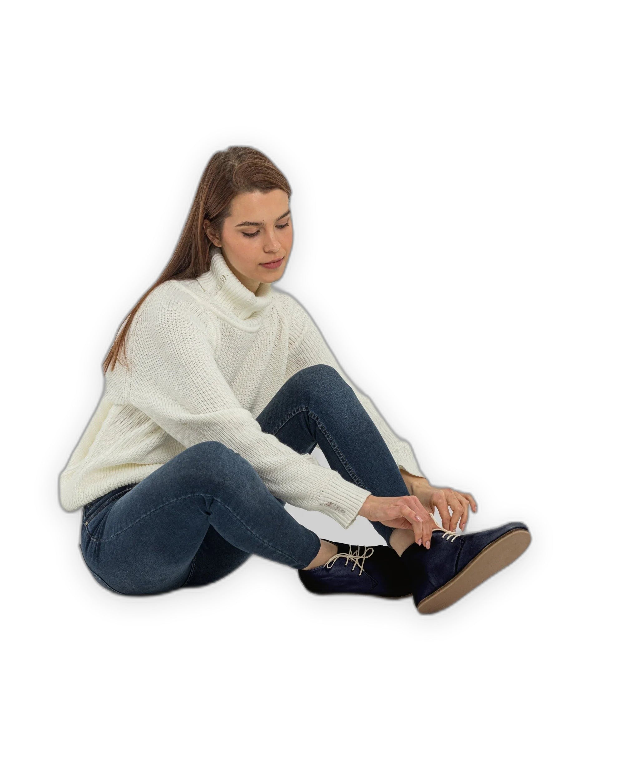 Sole detail Navy Blue Ankle Boots - Zero Drop Calf Leather | Bespoky