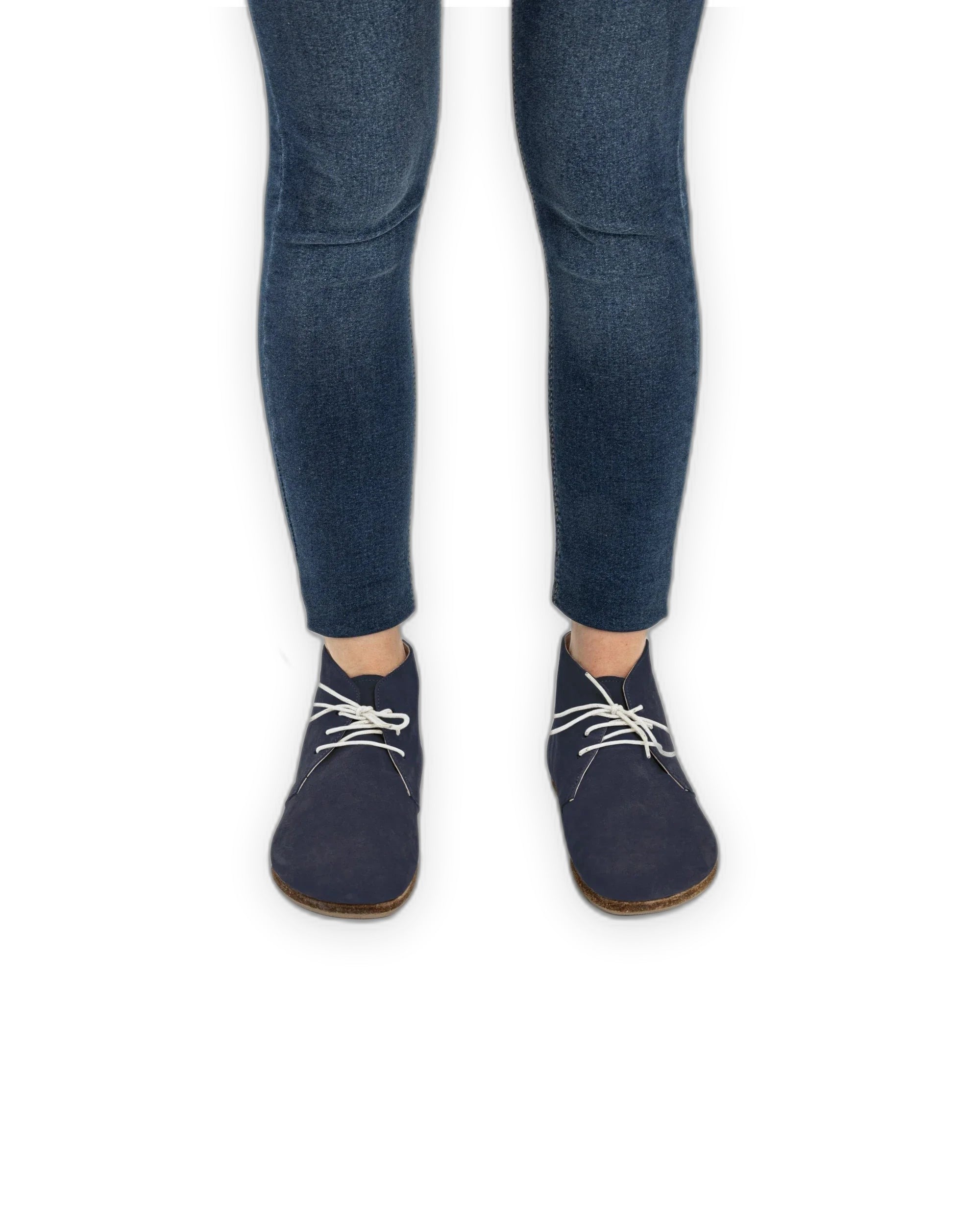Pair Navy Nubuck Ankle Boots - Barefoot Wide Toe Calf Leather | Bespoky
